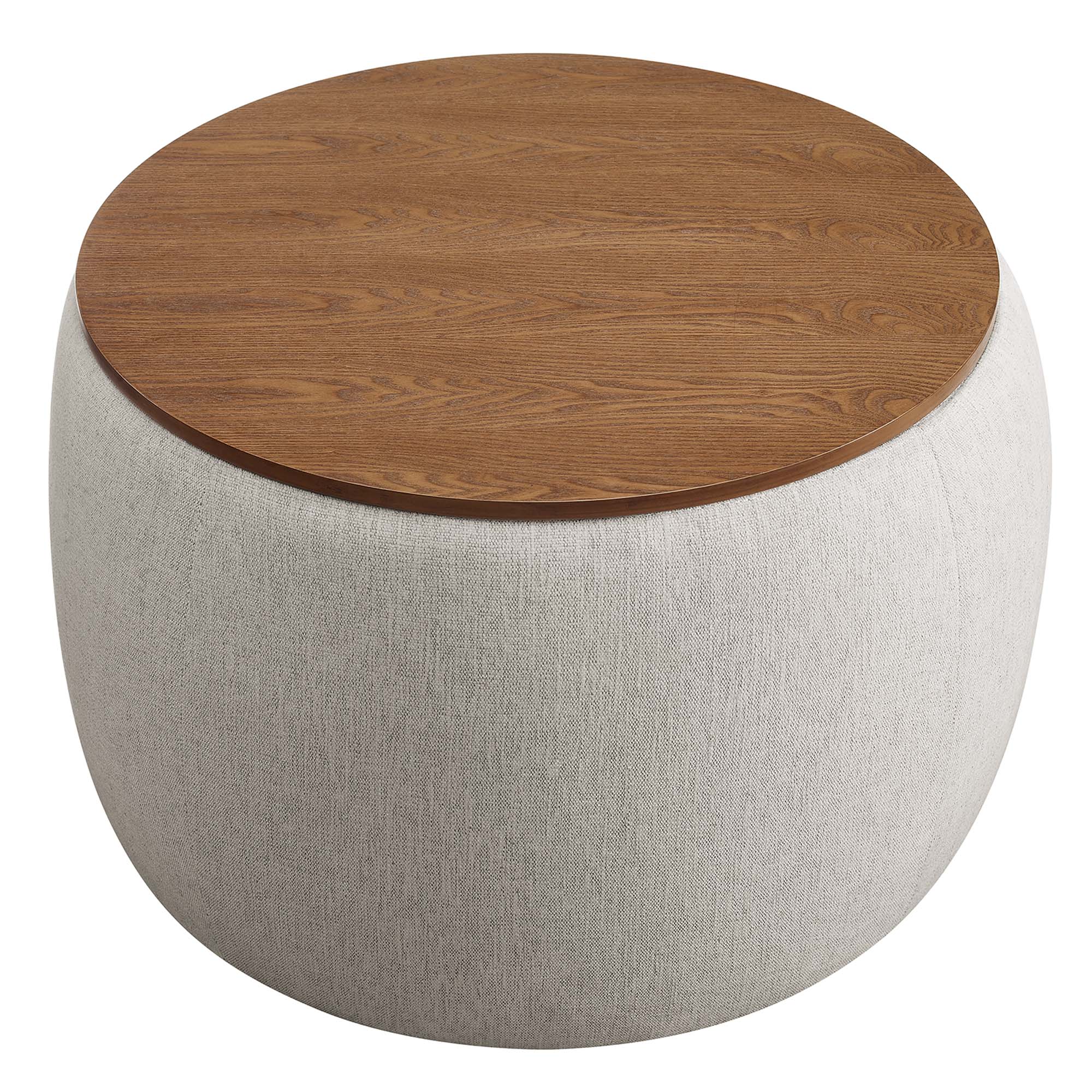 Perla Woven Heathered Fabric Upholstered Storage Ottoman - Image 5