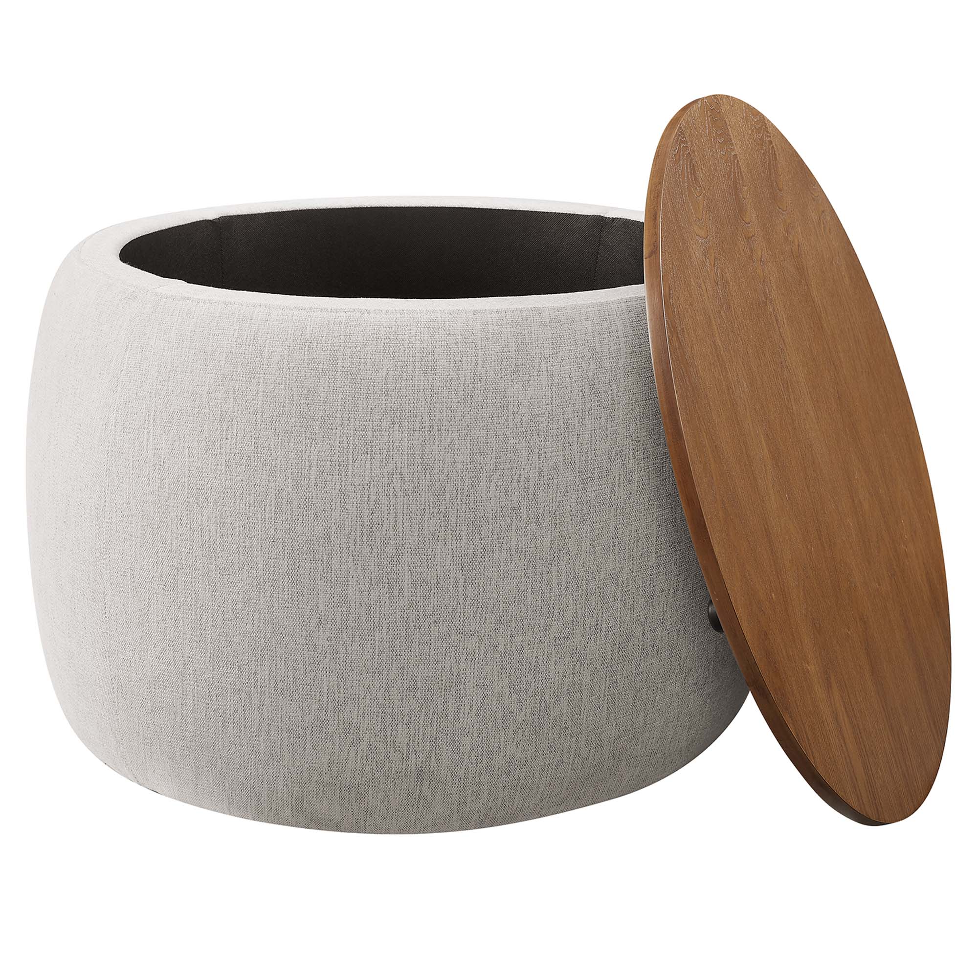 Perla Woven Heathered Fabric Upholstered Storage Ottoman - Image 6