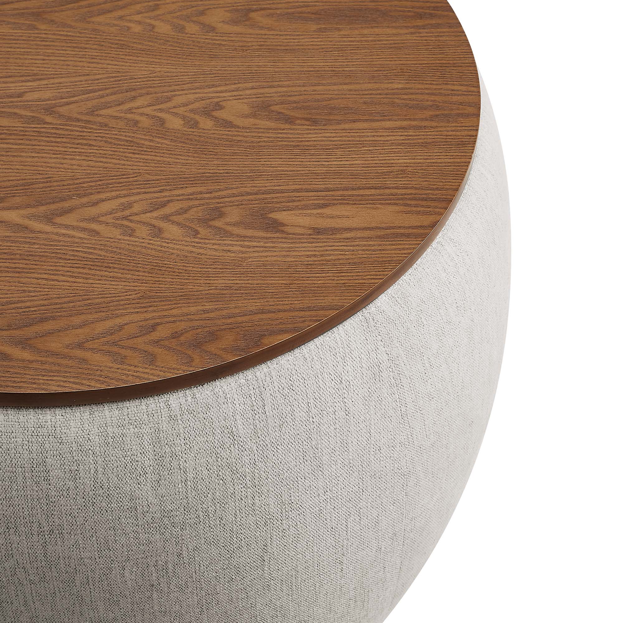 Perla Woven Heathered Fabric Upholstered Storage Ottoman - Image 7
