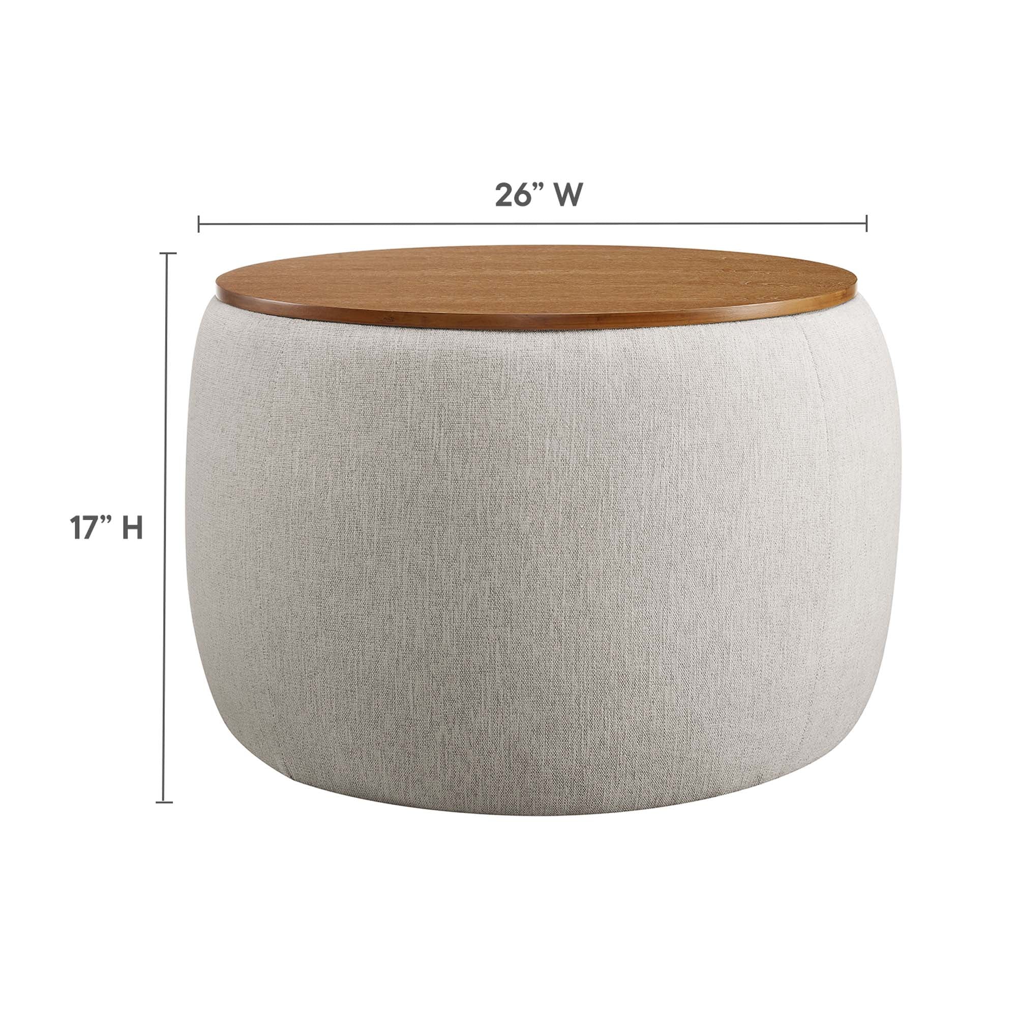 Perla Woven Heathered Fabric Upholstered Storage Ottoman - Image 9