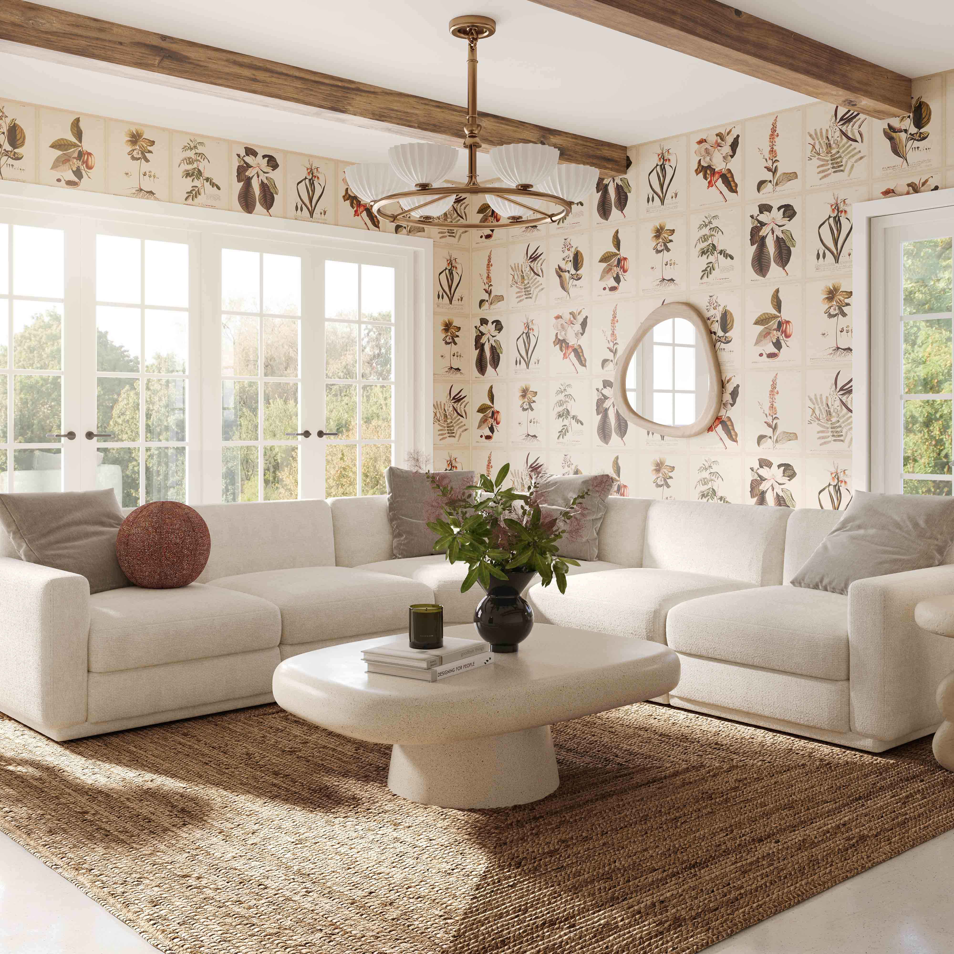 Perry 8-Piece Cream Performance Chenille Modular Large U-Sectional - Image 2