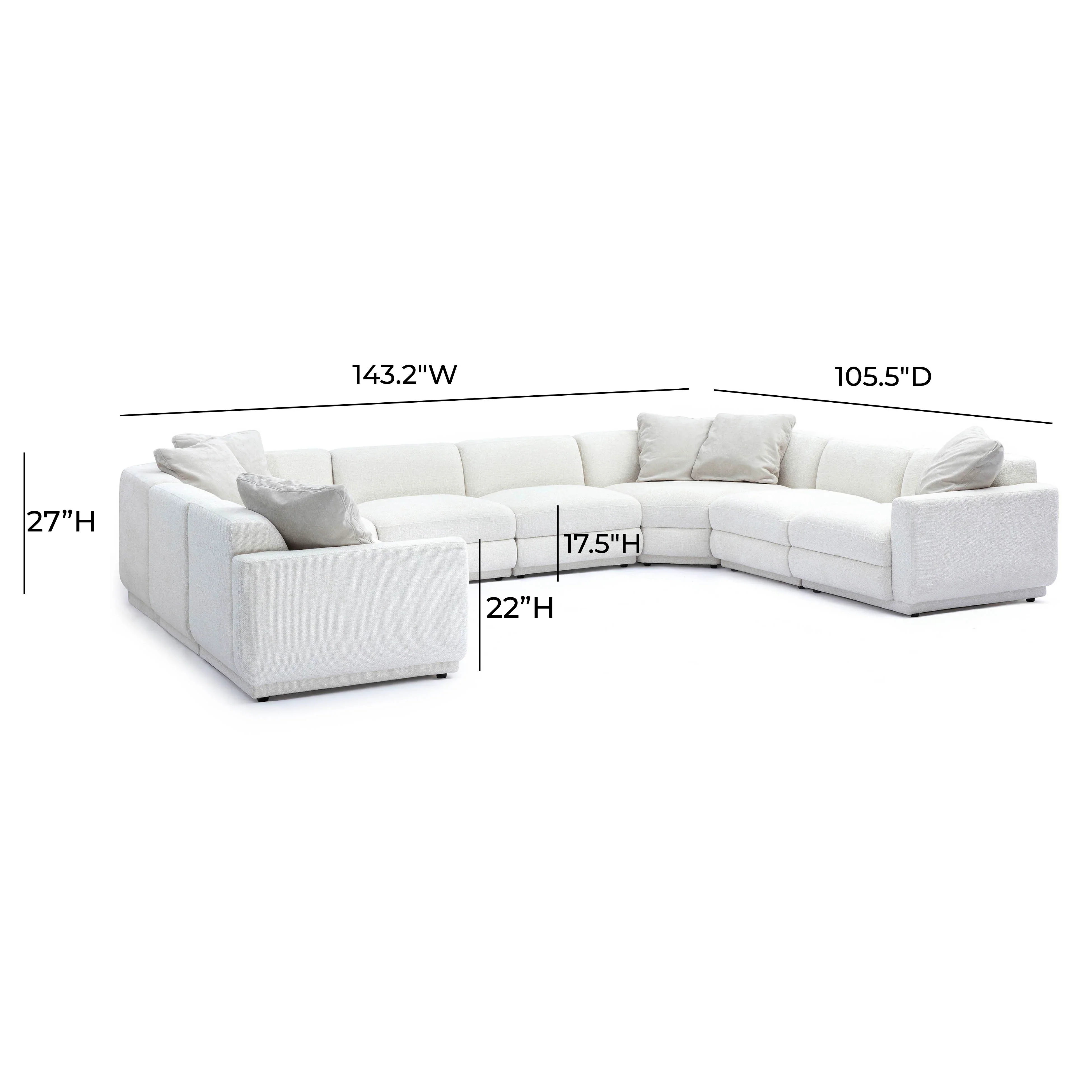 Perry 8-Piece Cream Performance Chenille Modular Large U-Sectional - Image 6