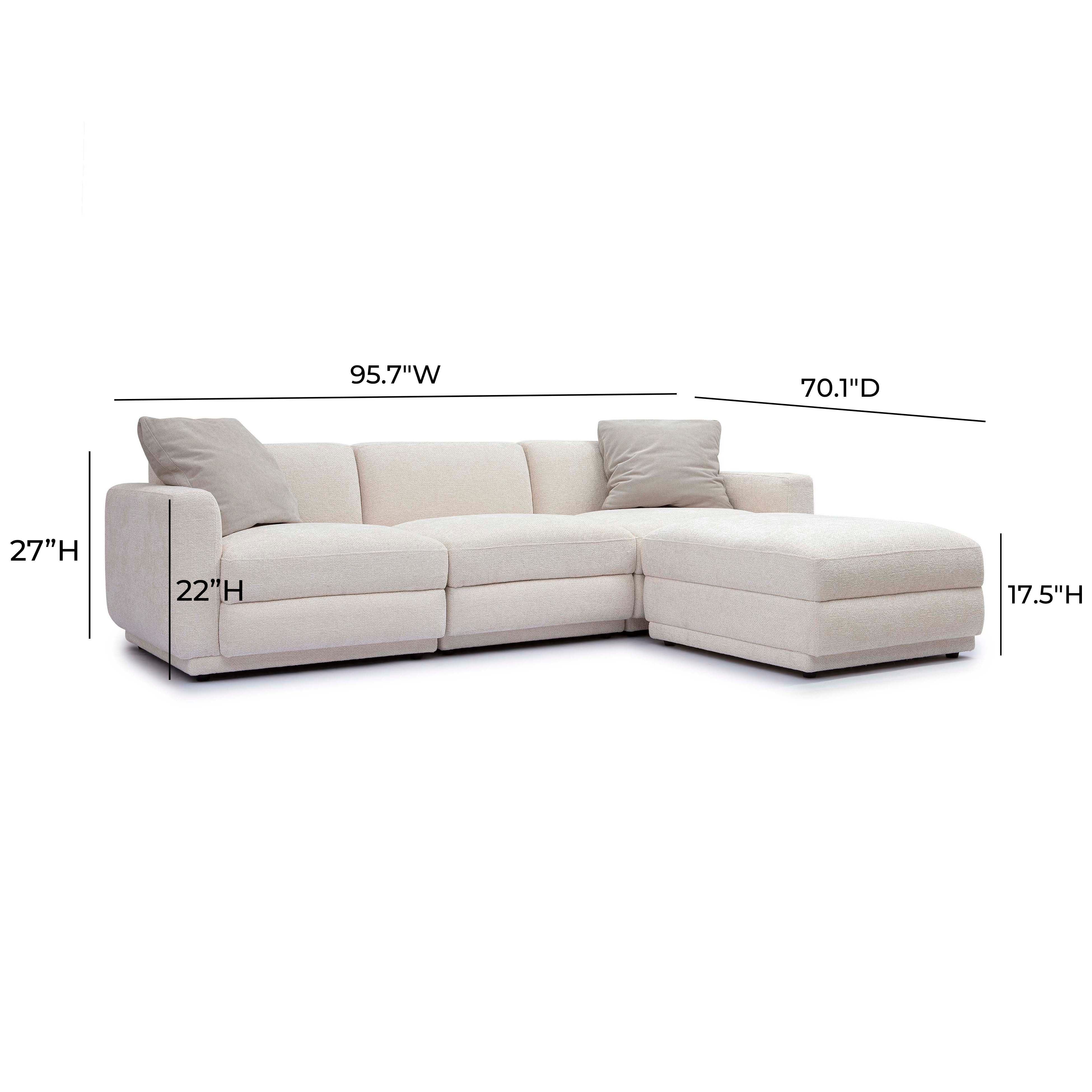 Perry 4-Piece Cream Performance Chenille Modular Sectional - Image 6
