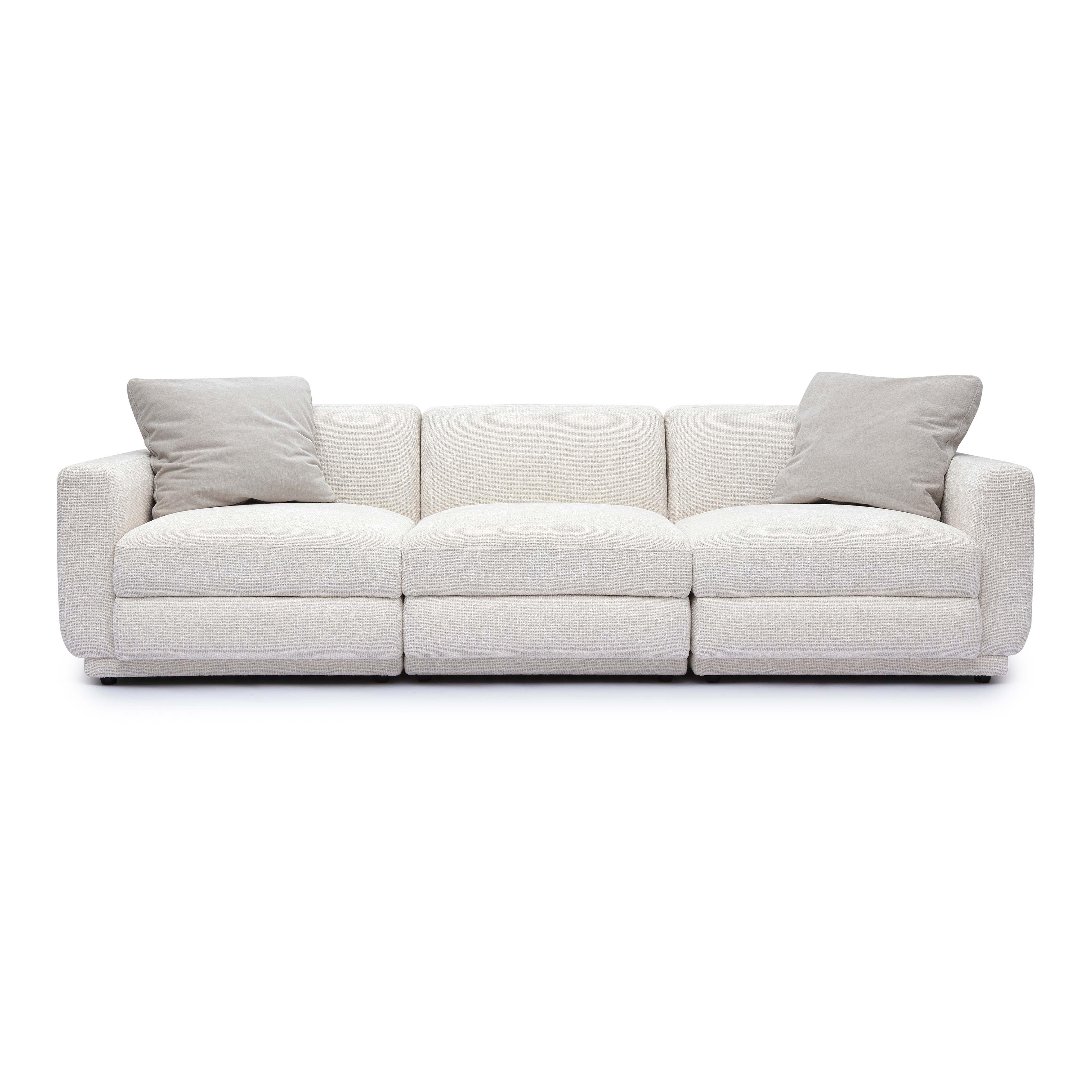Perry 96" Cream Performance Chenille Modular Sofa - Image 3