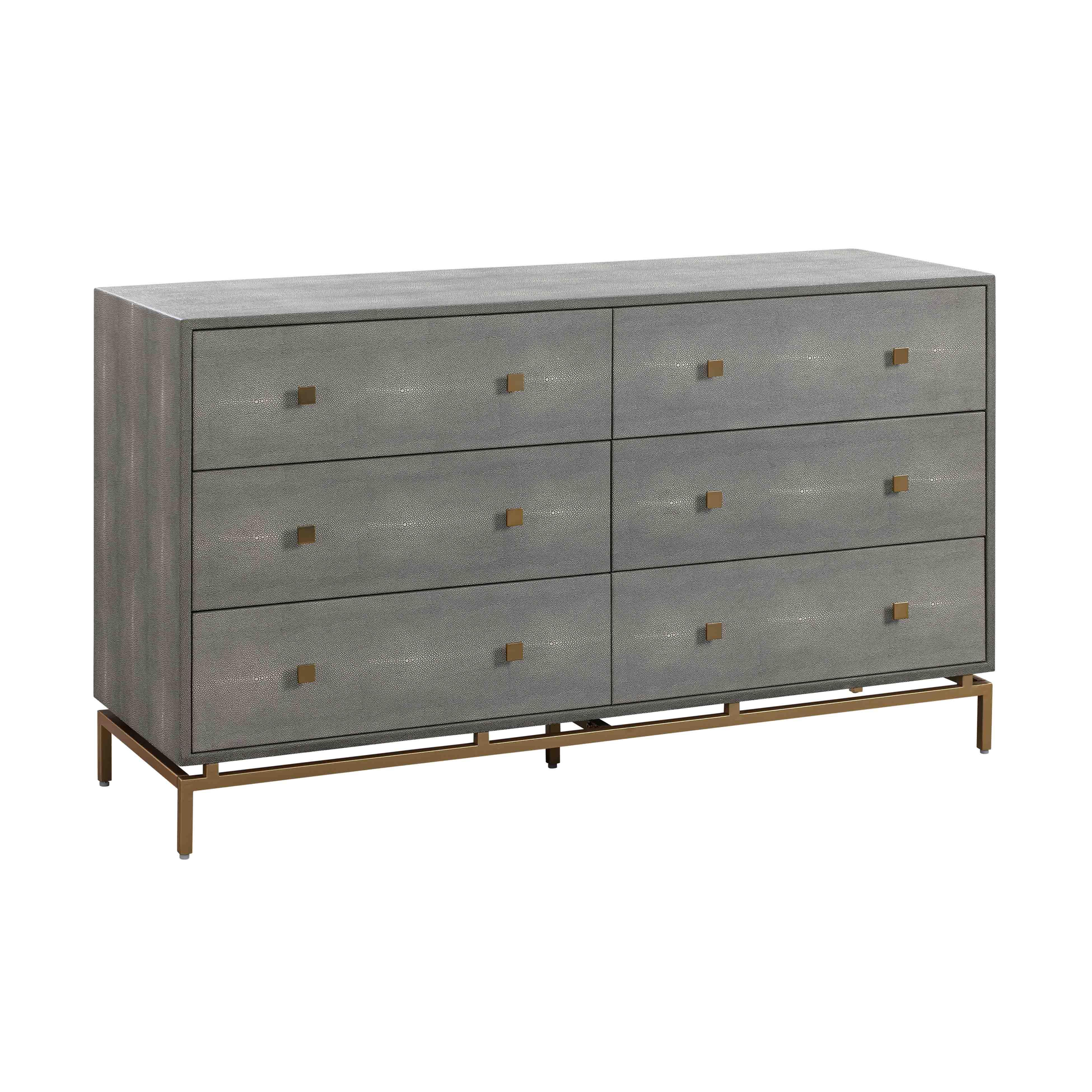 Pesce 57" Faux Shagreen 6-Drawer Dresser - Image 11