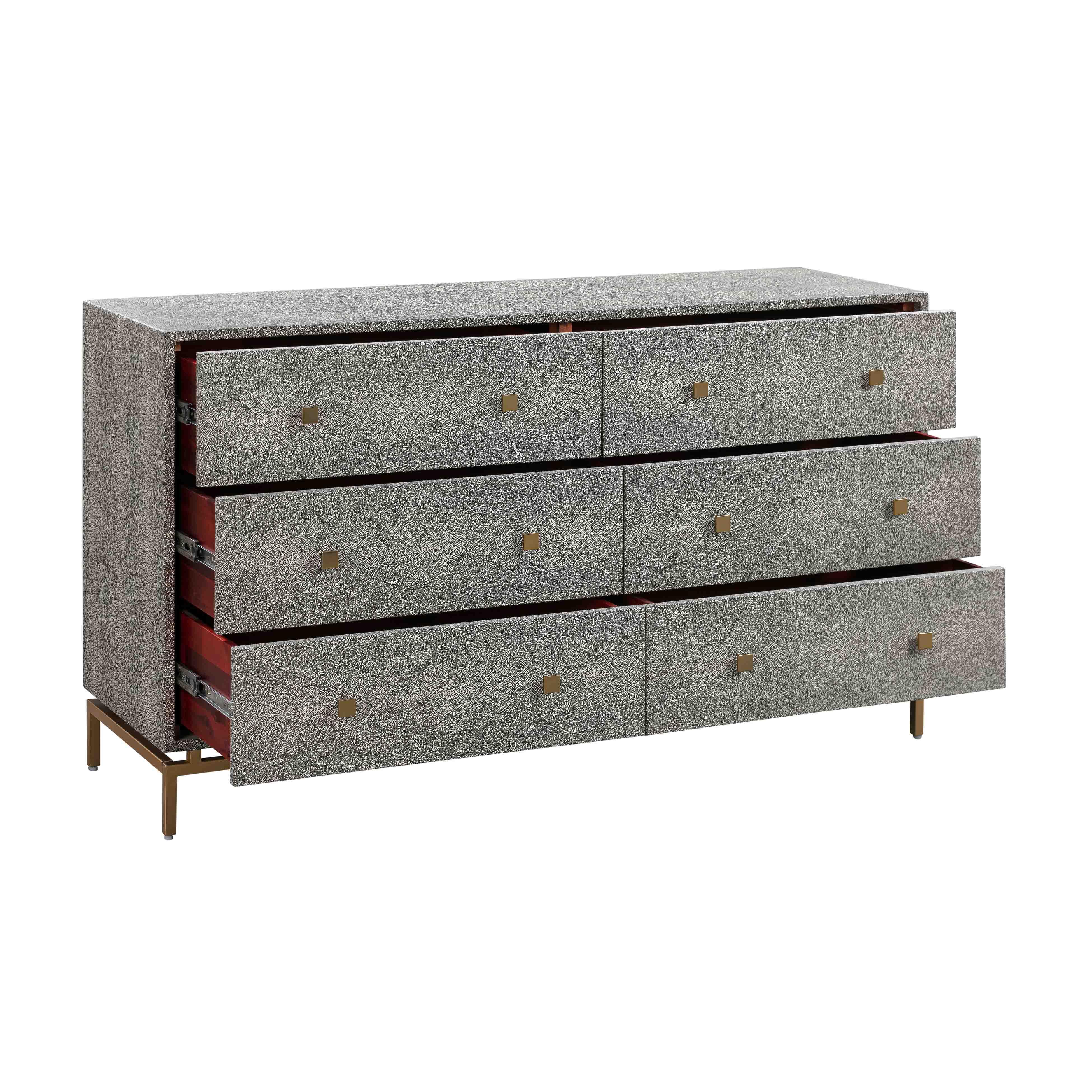 Pesce 57" Faux Shagreen 6-Drawer Dresser - Image 12