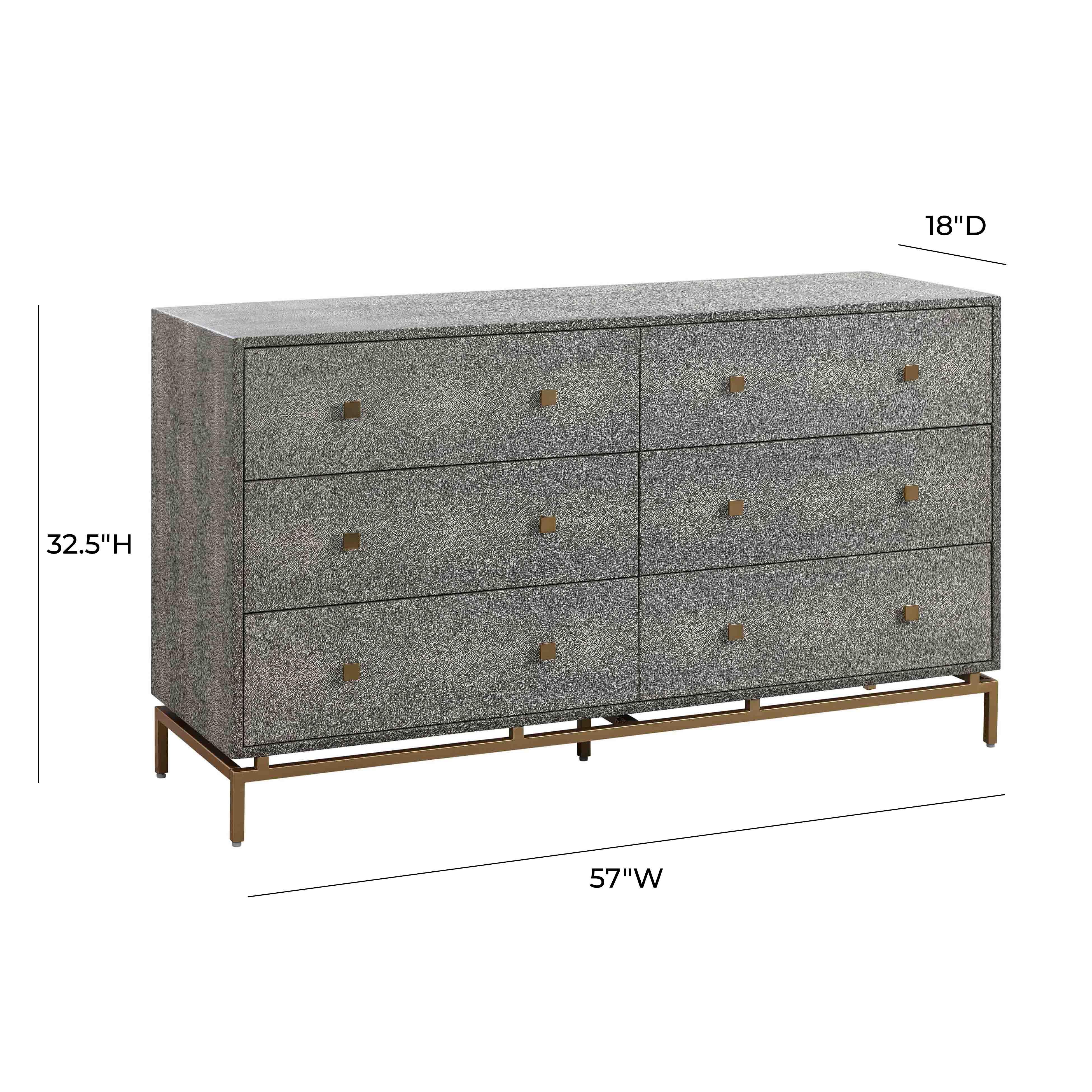 Pesce 57" Faux Shagreen 6-Drawer Dresser - Image 16