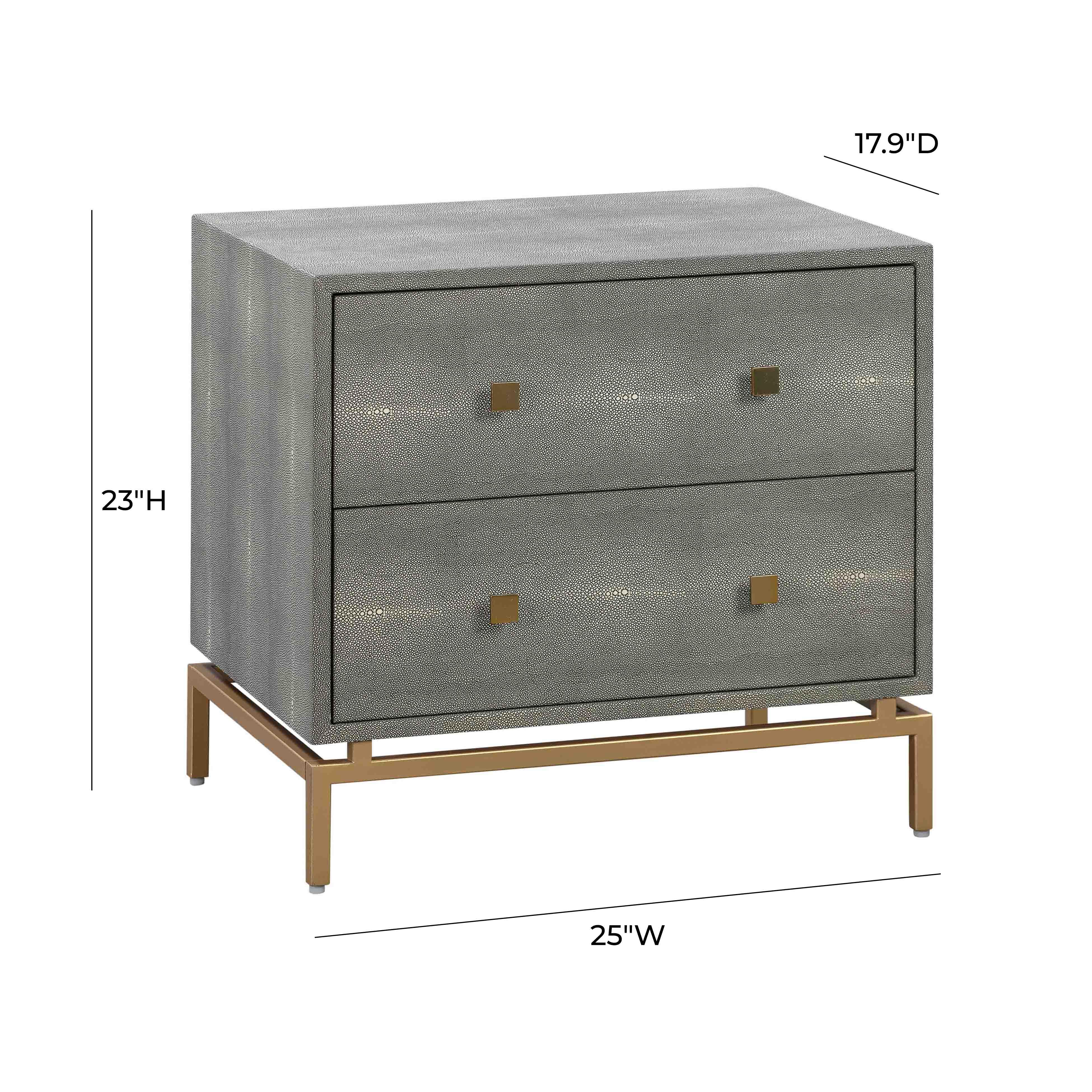 Pesce 25" Faux Shagreen 2-Drawer Nightstand - Image 17