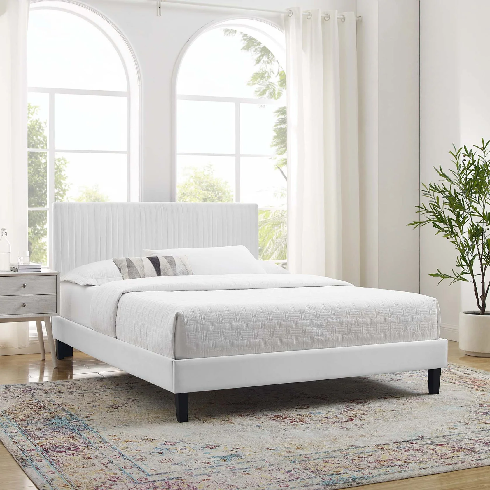 Peyton Performance Velvet Platform Bed With Black Wood Legs - Image 12