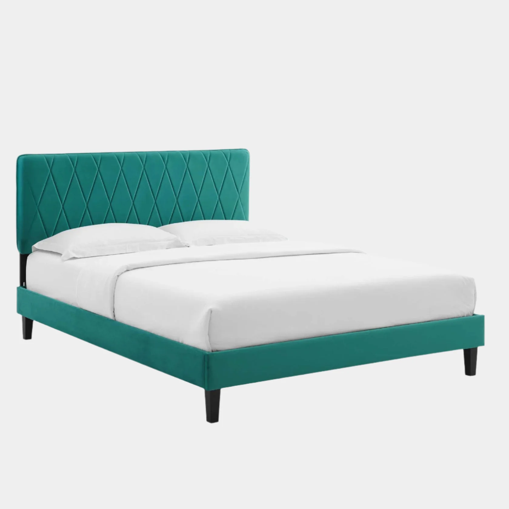 Phillipa Performance Velvet Platform Bed With Black Wood Legs - Image 12