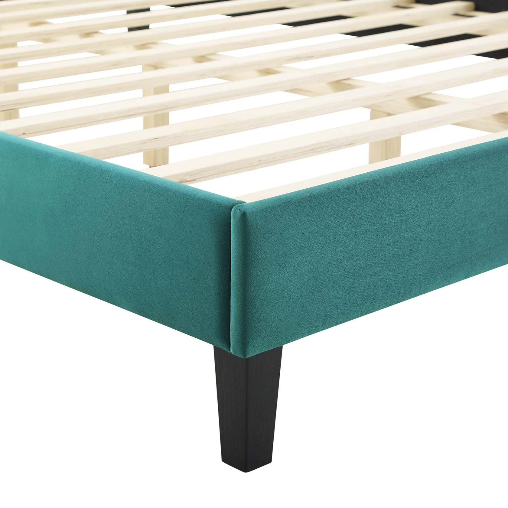 Phillipa Performance Velvet Platform Bed With Black Wood Legs - Image 14