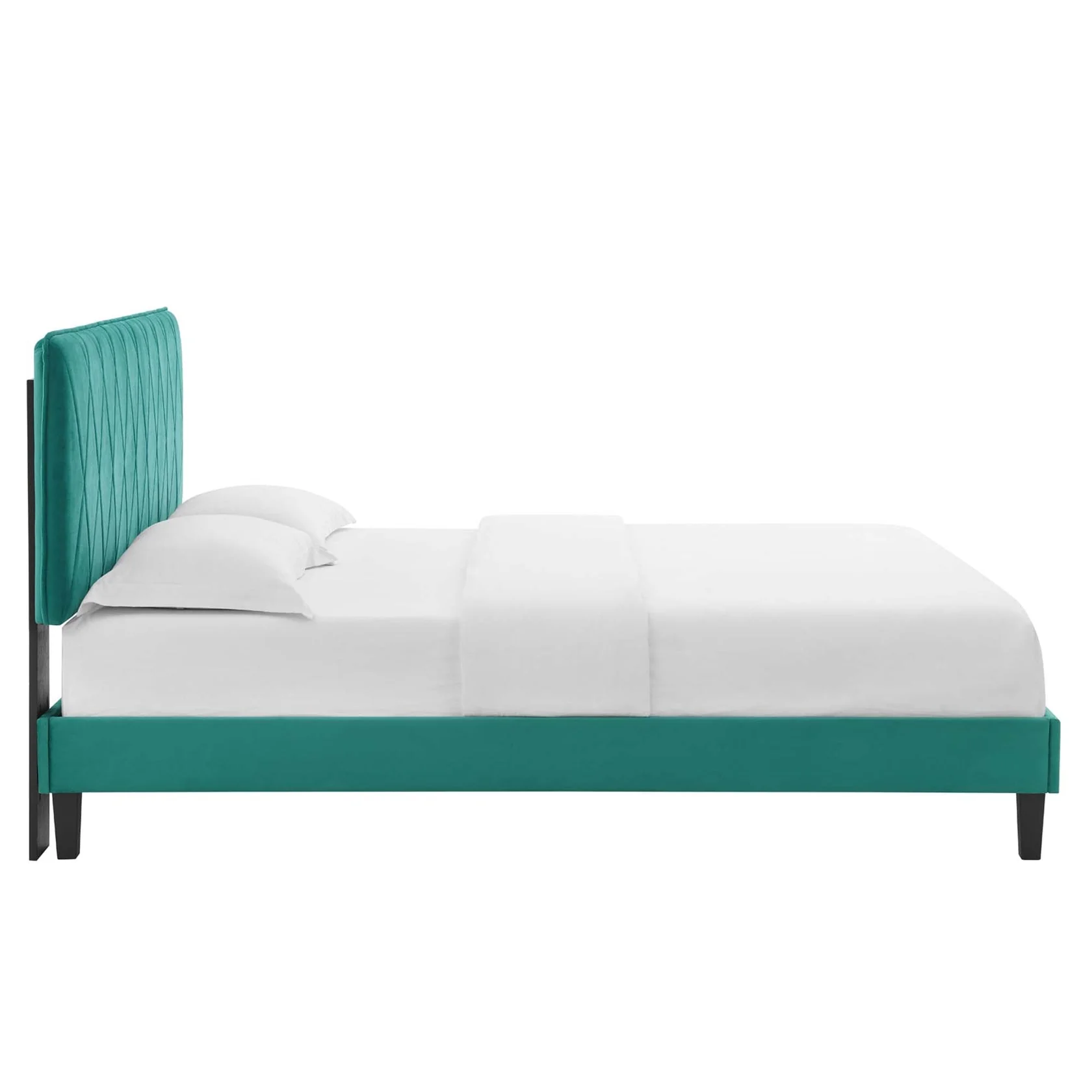 Phillipa Performance Velvet Platform Bed With Black Wood Legs - Image 16