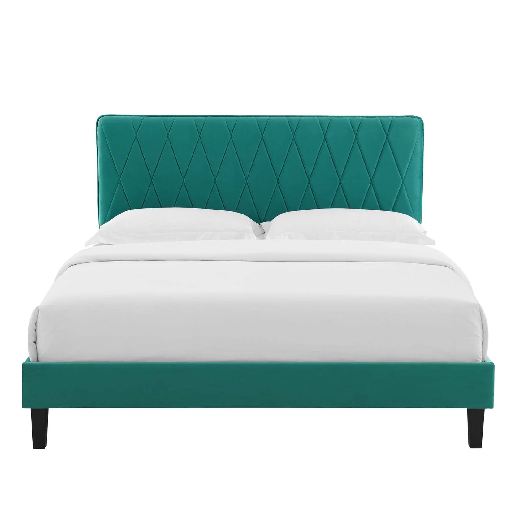 Phillipa Performance Velvet Platform Bed With Black Wood Legs - Image 17