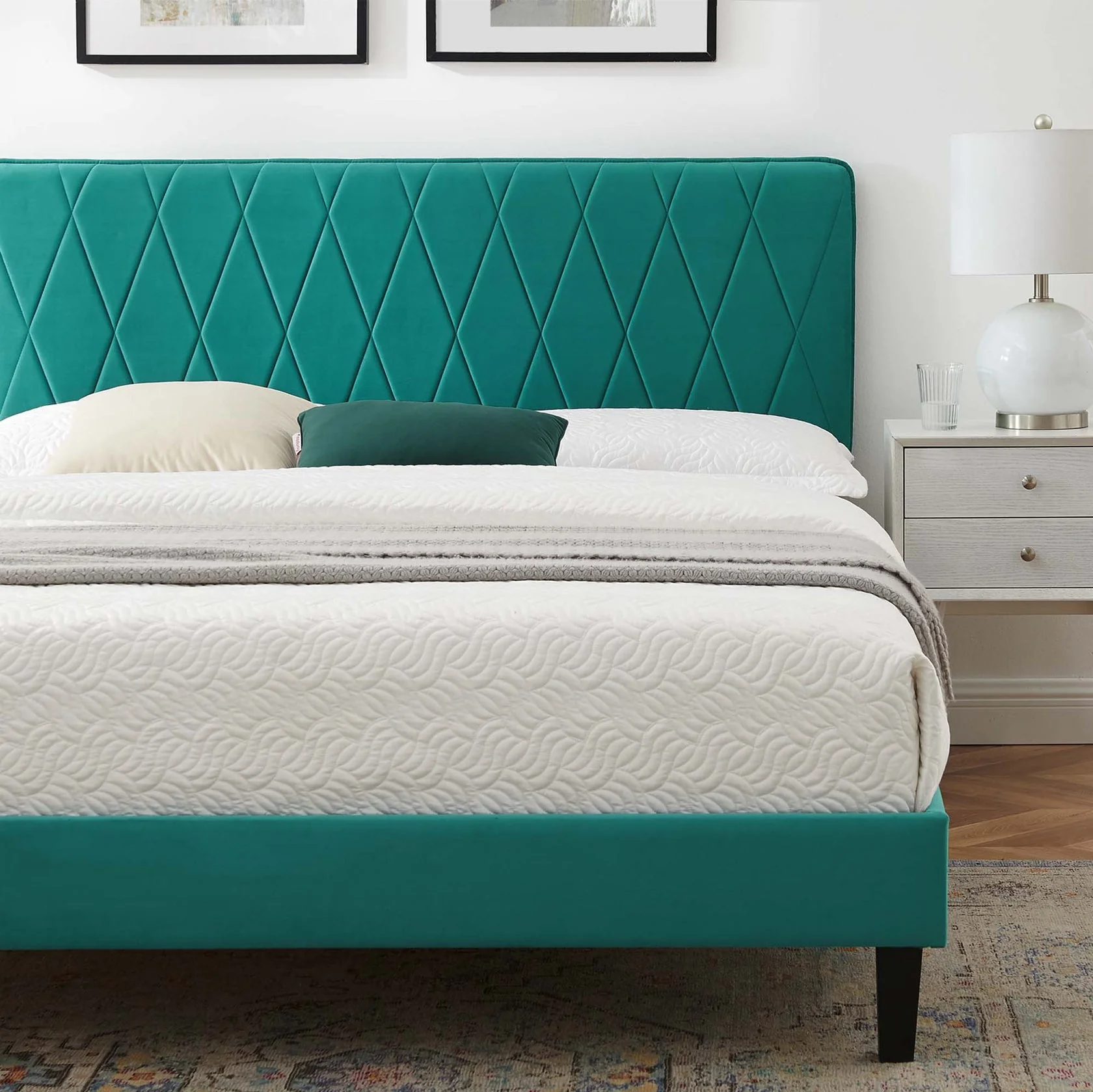 Phillipa Performance Velvet Platform Bed With Black Wood Legs - Image 22