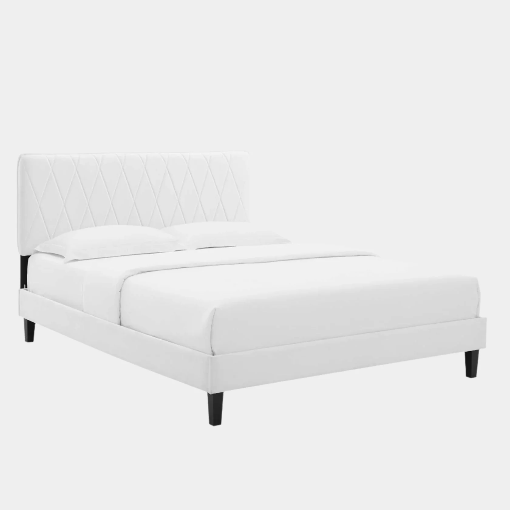 Phillipa Performance Velvet Platform Bed With Black Wood Legs - Image 24