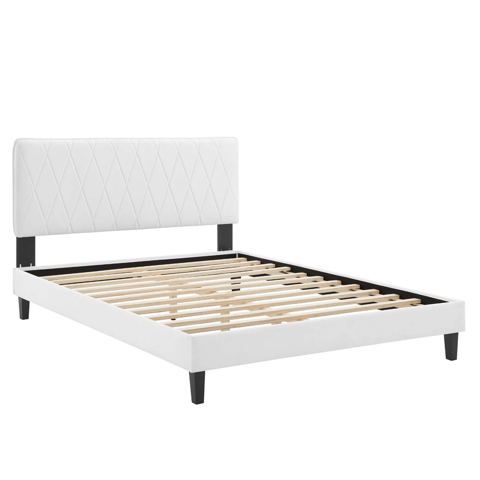 Phillipa Performance Velvet Platform Bed With Black Wood Legs - Image 25