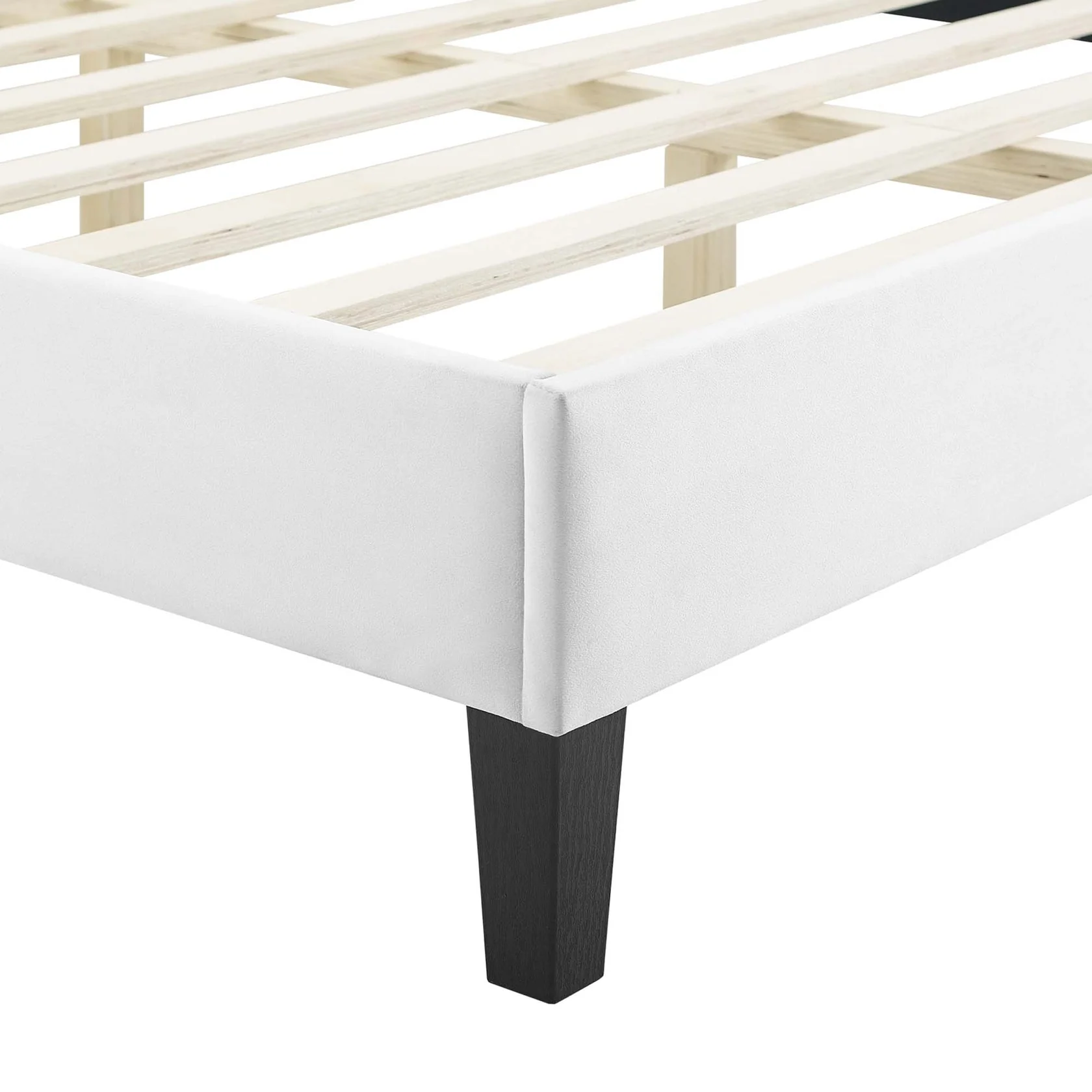 Phillipa Performance Velvet Platform Bed With Black Wood Legs - Image 26