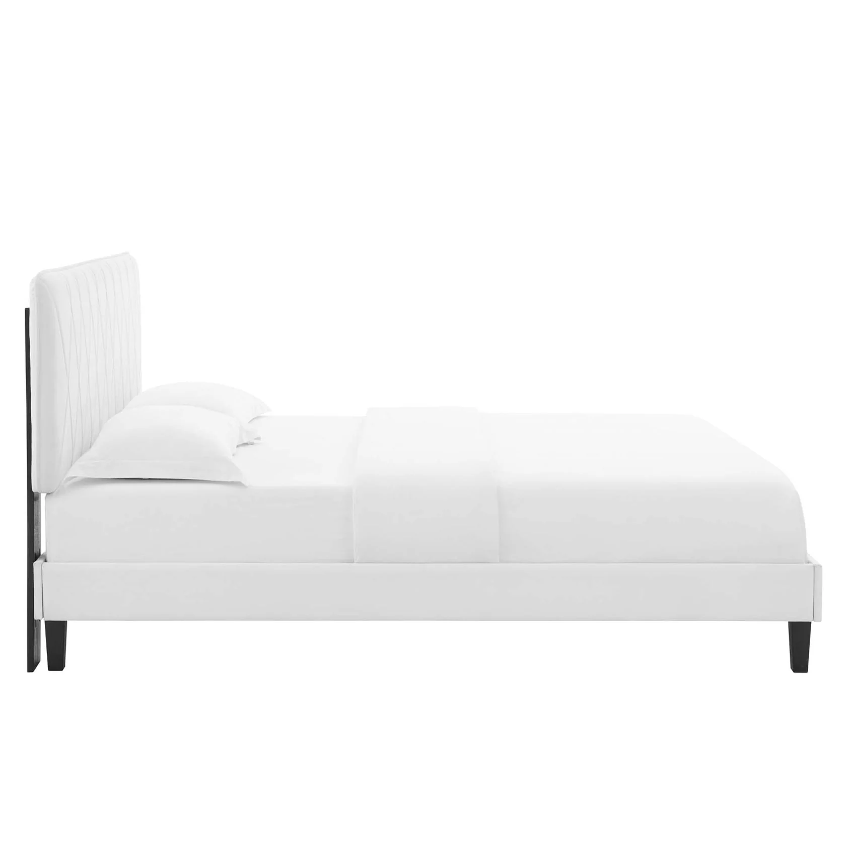 Phillipa Performance Velvet Platform Bed With Black Wood Legs - Image 28