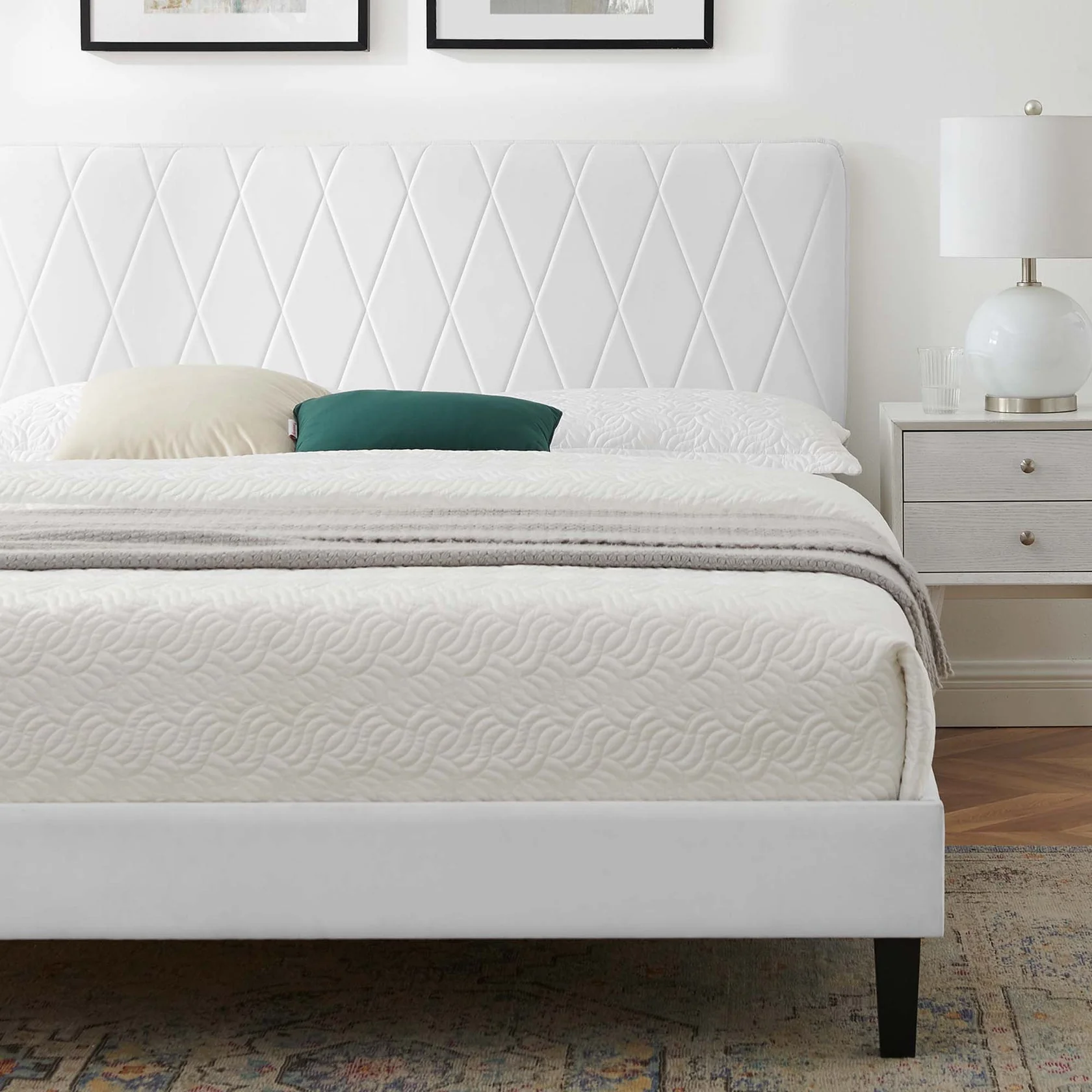 Phillipa Performance Velvet Platform Bed With Black Wood Legs - Image 34