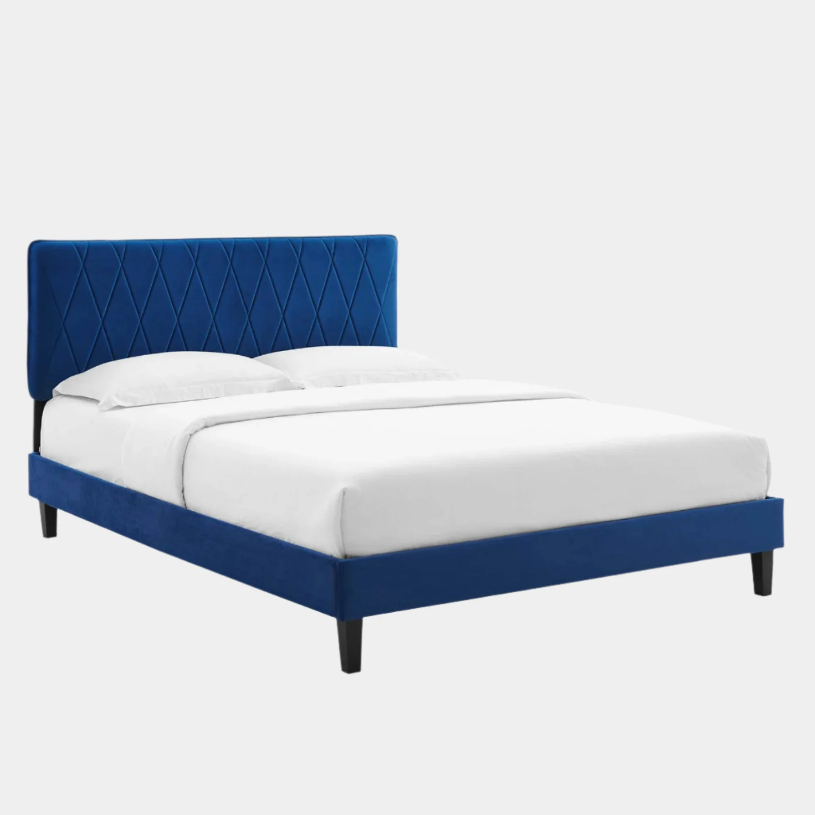 Phillipa Performance Velvet Platform Bed With Black Wood Legs - Image 36