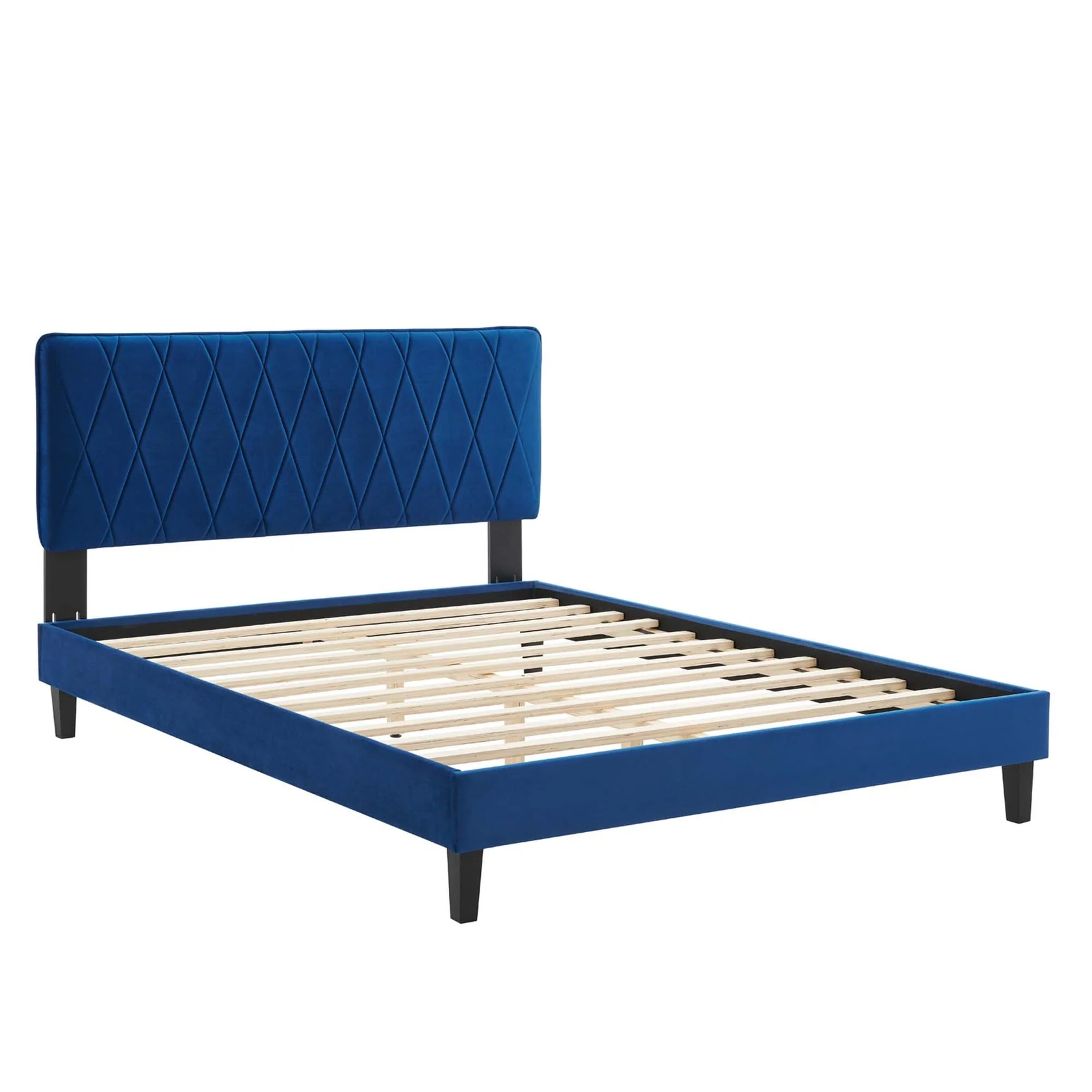 Phillipa Performance Velvet Platform Bed With Black Wood Legs - Image 37