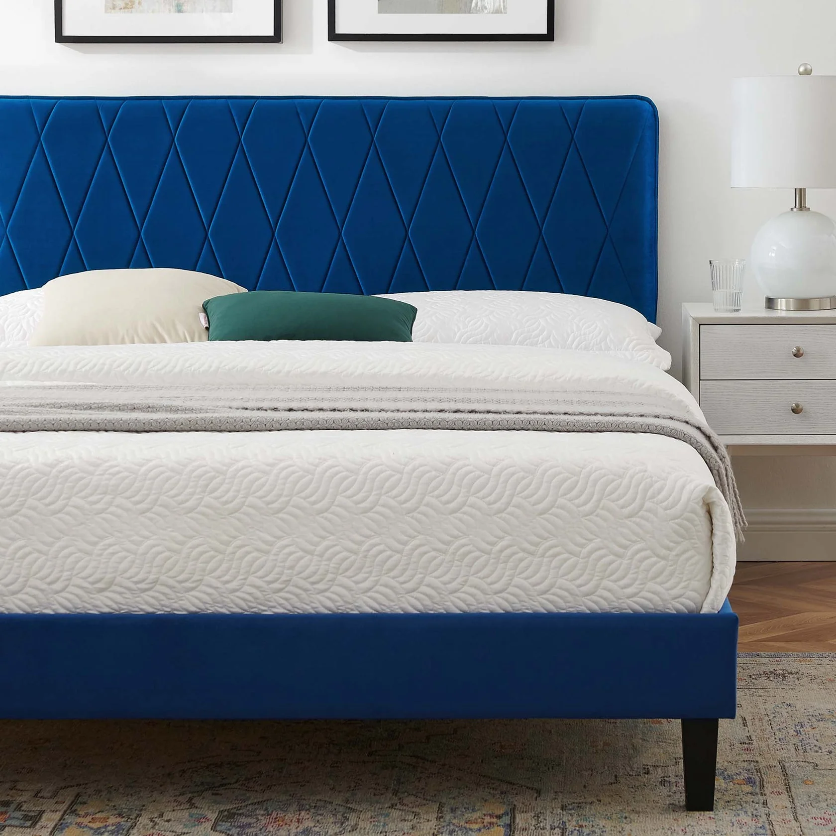 Phillipa Performance Velvet Platform Bed With Black Wood Legs - Image 46