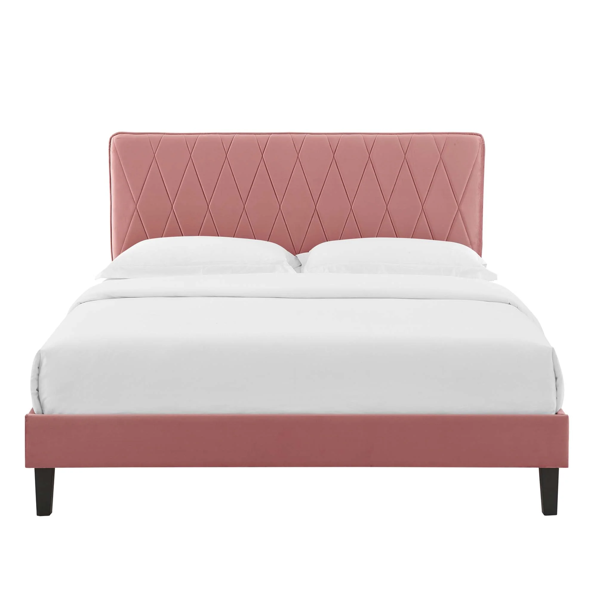 Phillipa Performance Velvet Platform Bed With Black Wood Legs - Image 6