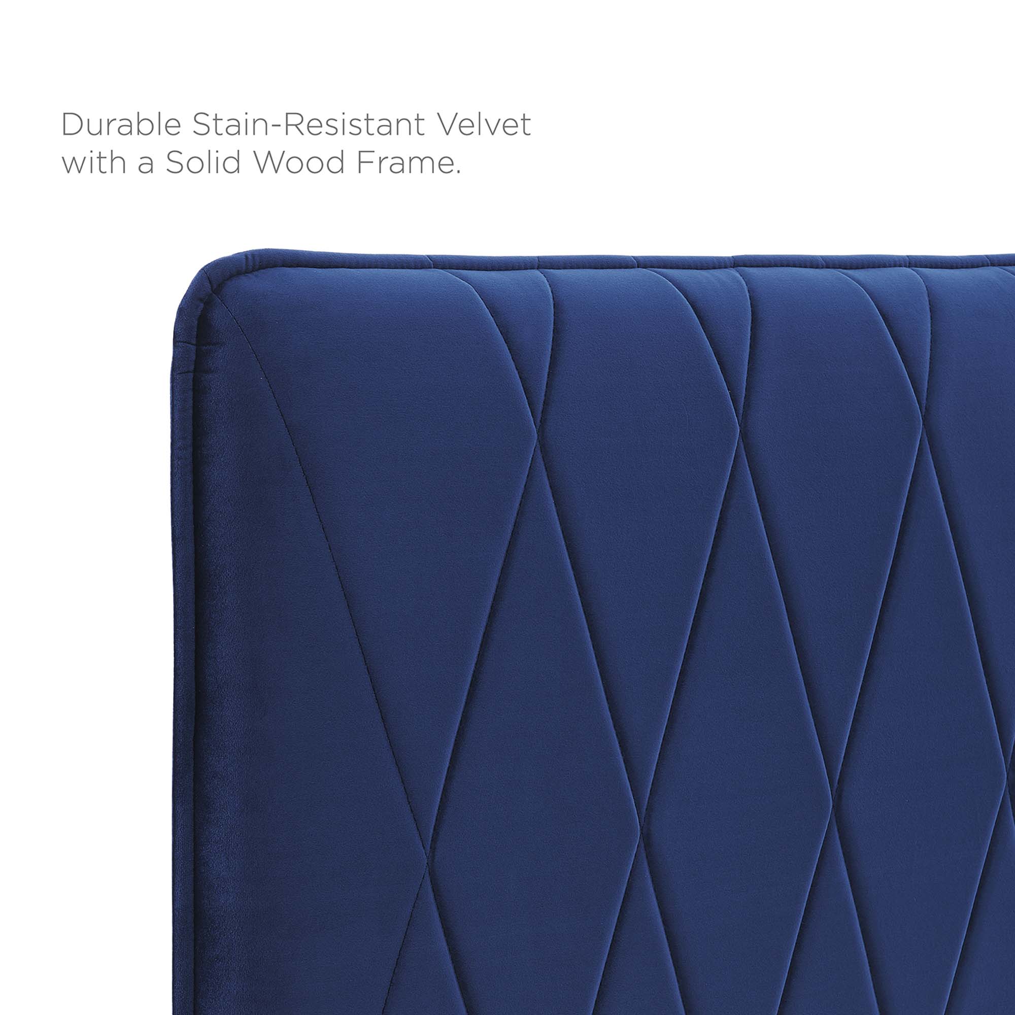 Phillipa Performance Velvet Platform Bed With Gold Metal Legs - Image 27