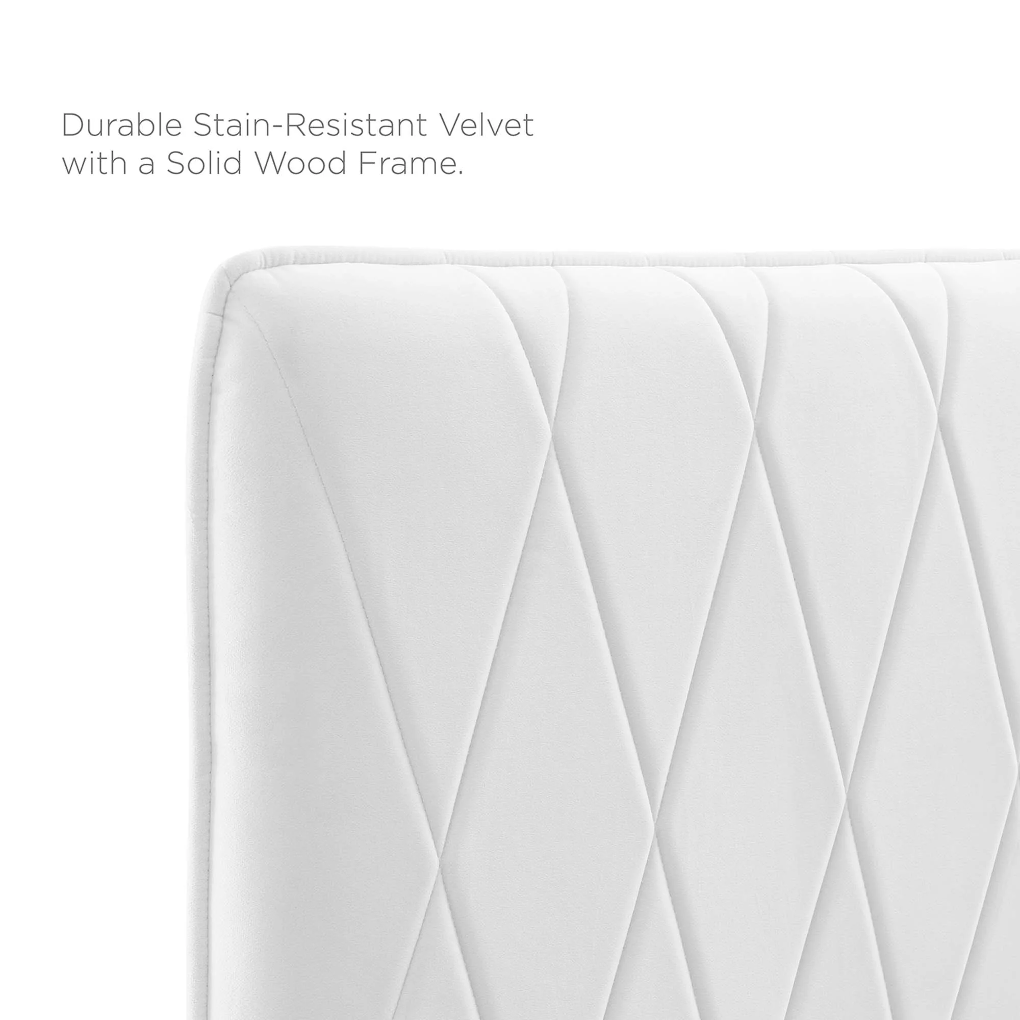 Phillipa Performance Velvet Platform Bed With Wood and Gold Legs - Image 4