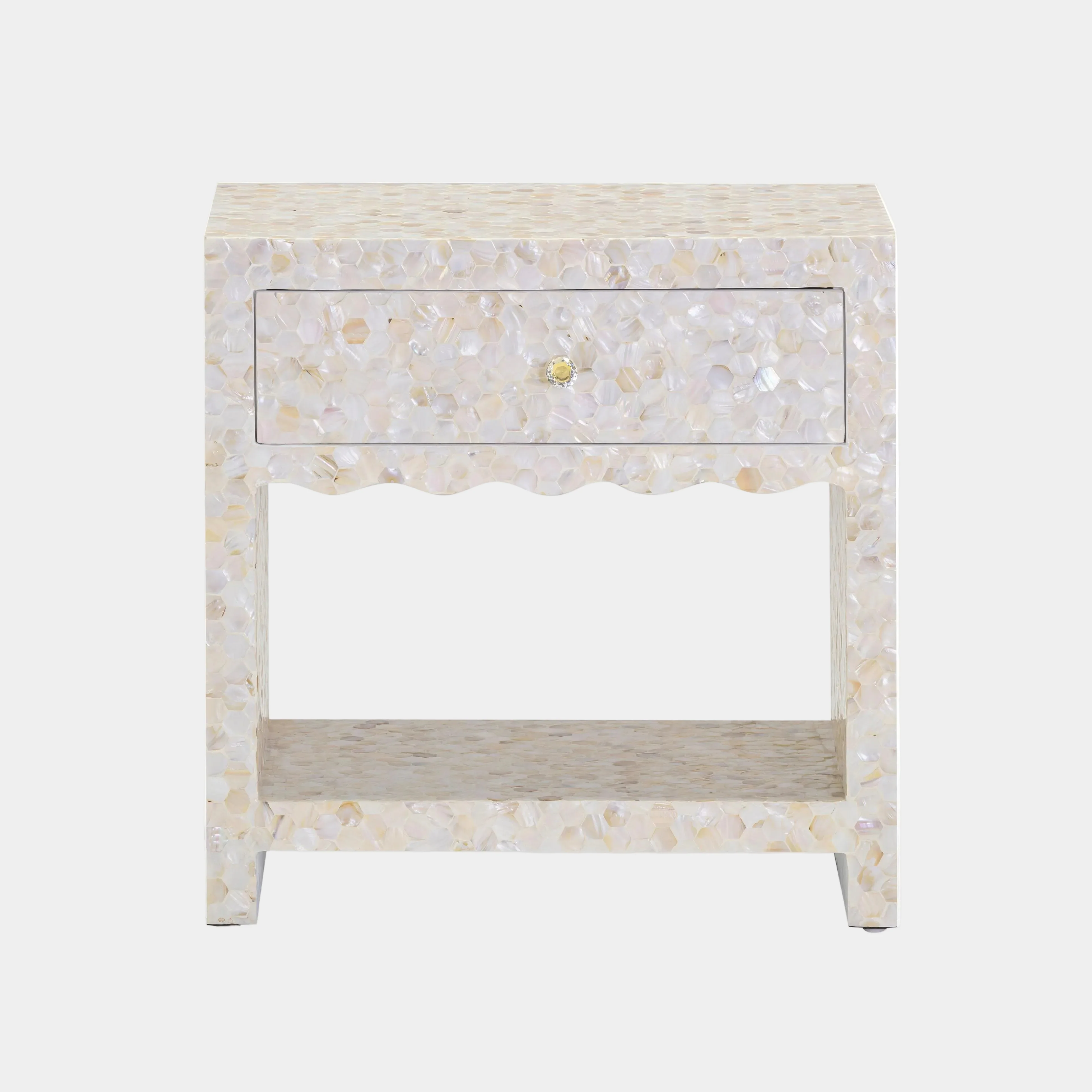 Piara 22" Natural Mother of Pearl Inlaid Nightstand With Drawer
