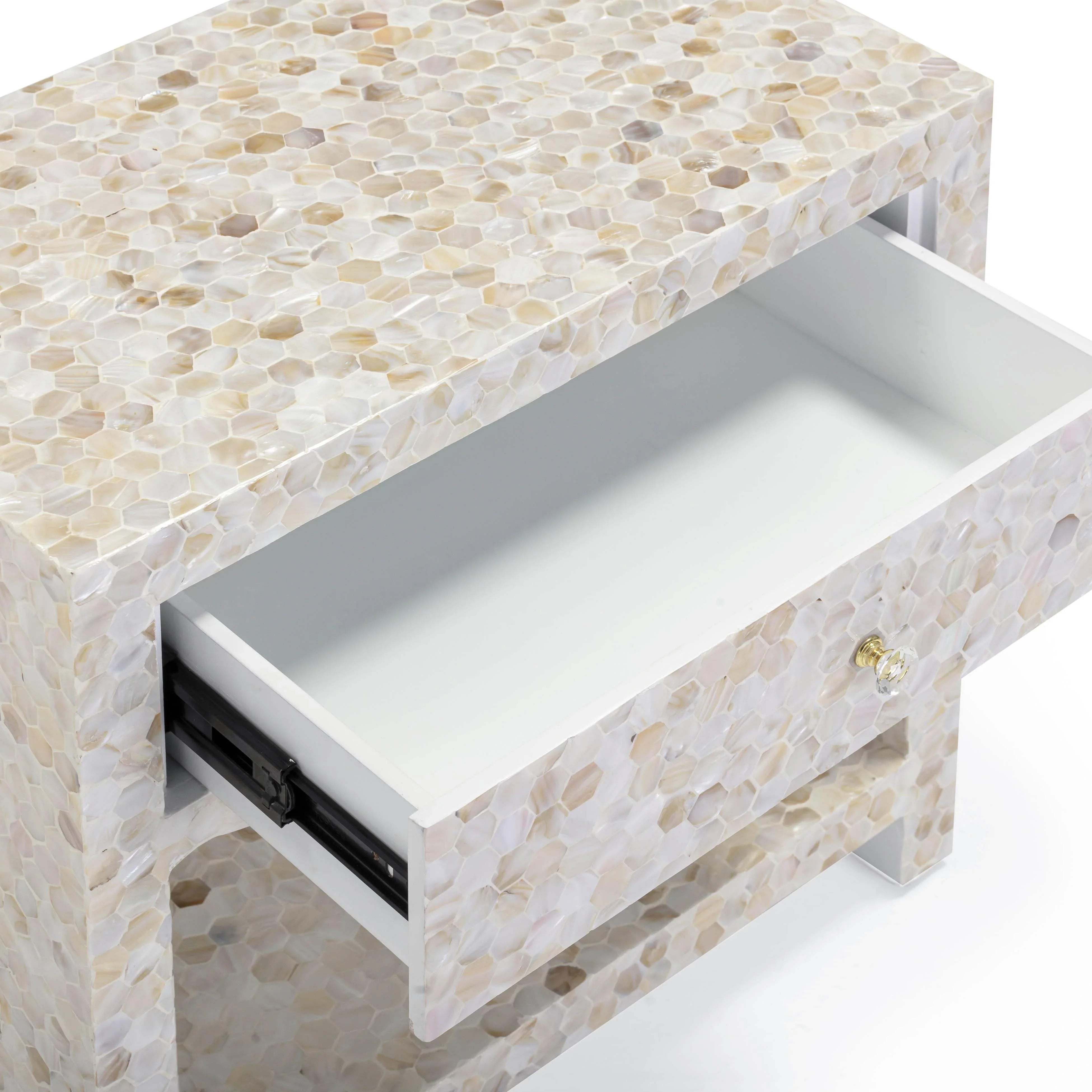 Piara 22" Natural Mother of Pearl Inlaid Nightstand With Drawer - Image 6