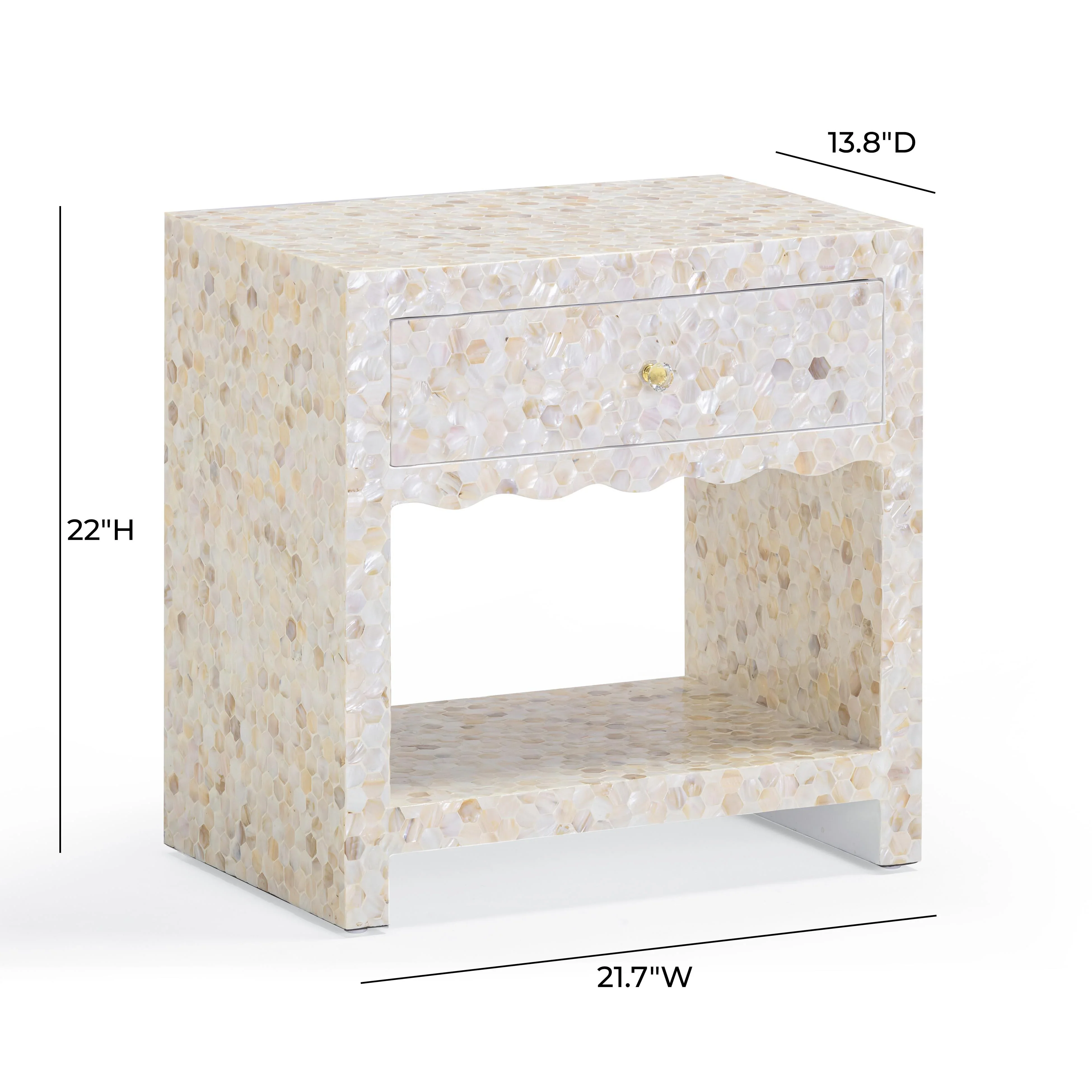 Piara 22" Natural Mother of Pearl Inlaid Nightstand With Drawer - Image 8