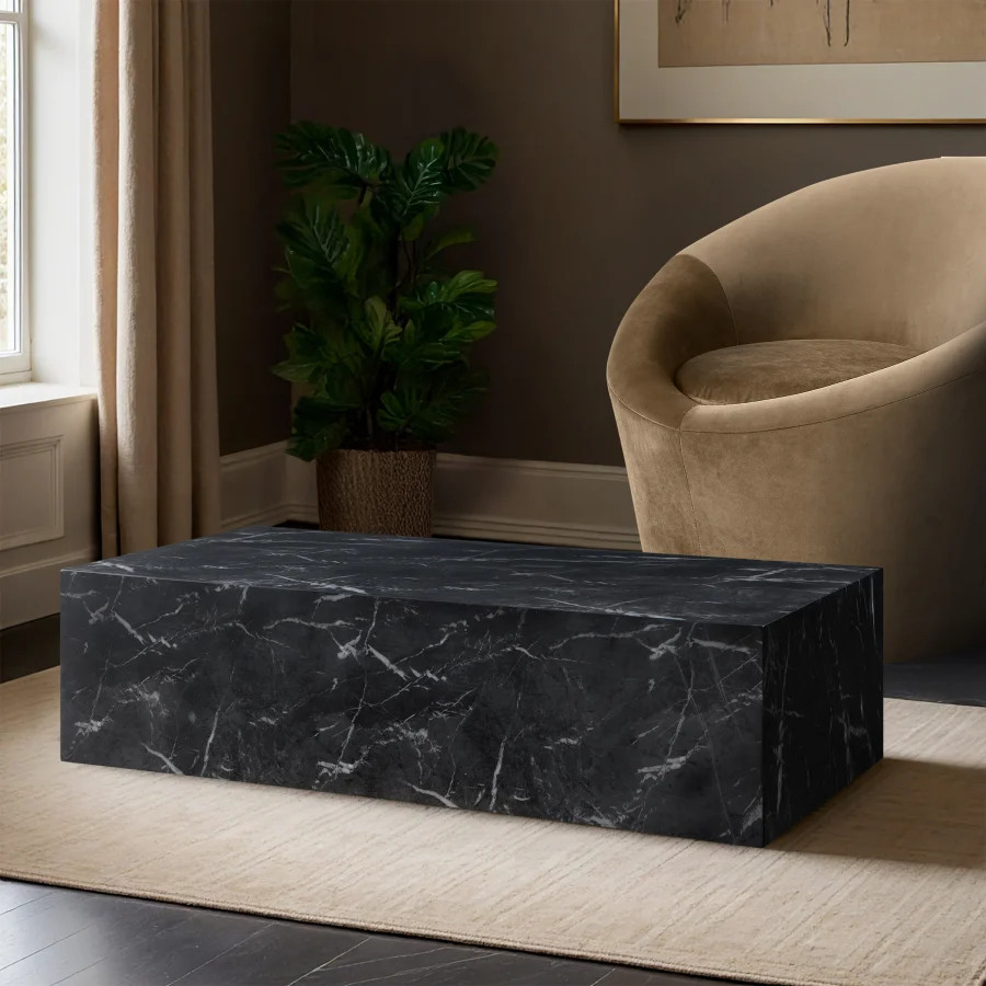 Piazza Marble Finish Indoor/Outdoor Concrete Coffee Table - Image 2