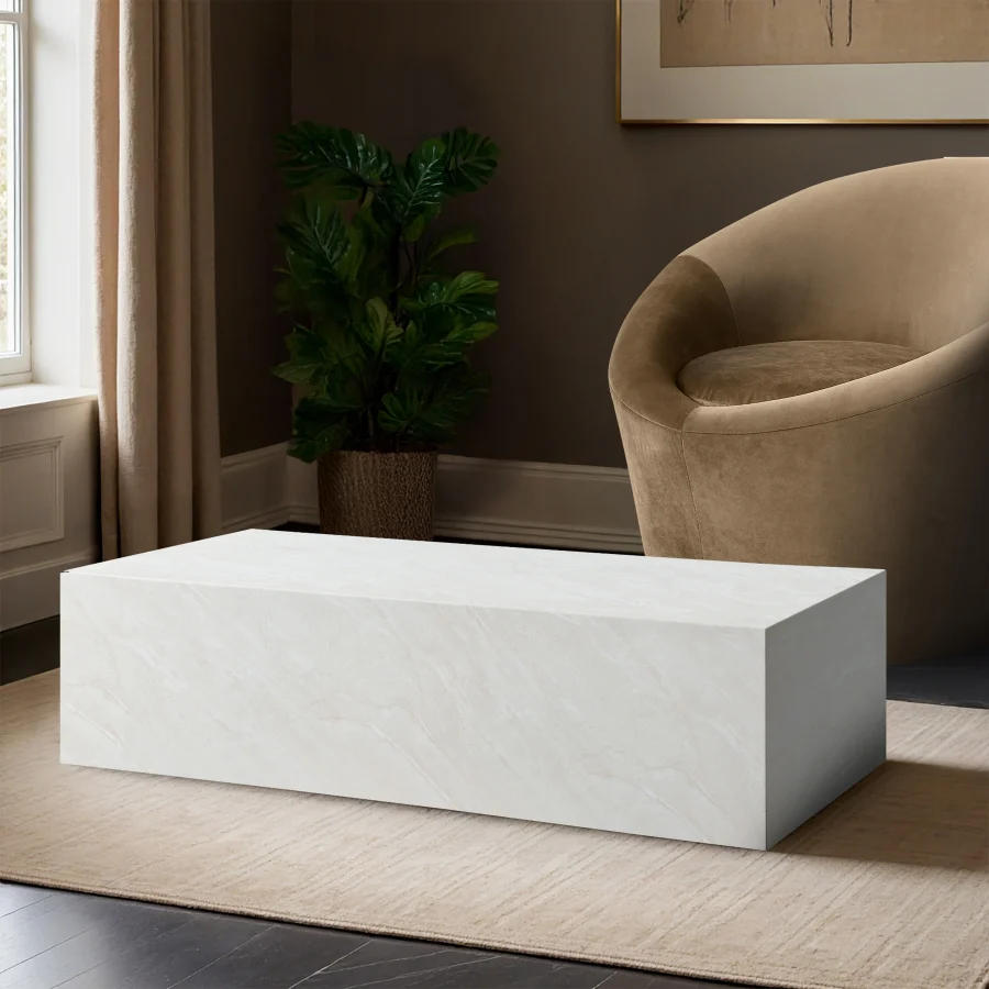 Piazza Marble Finish Indoor/Outdoor Concrete Coffee Table - Image 9