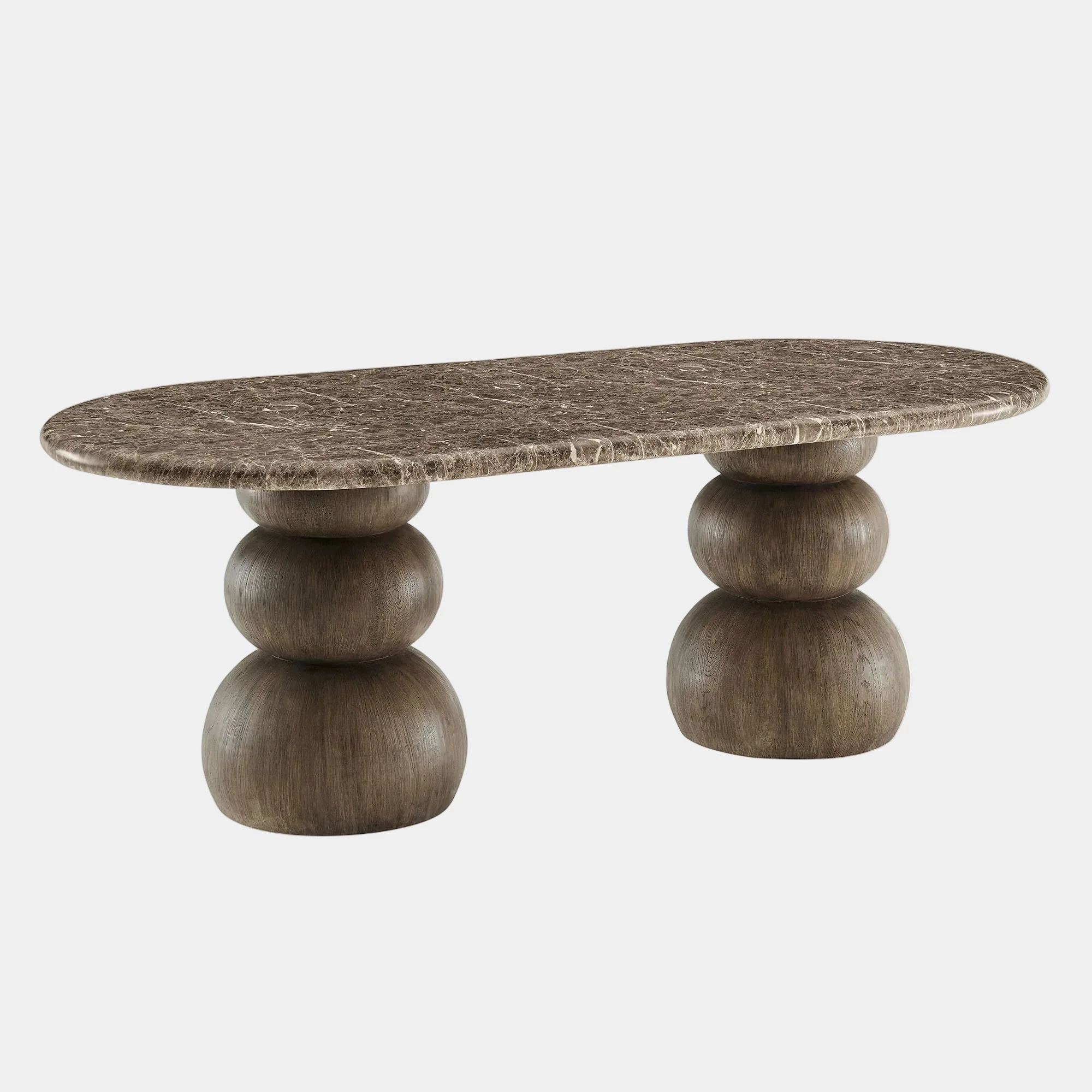 Pietra Indoor Outdoor Oval Dining Table in Dark Emperador Marble