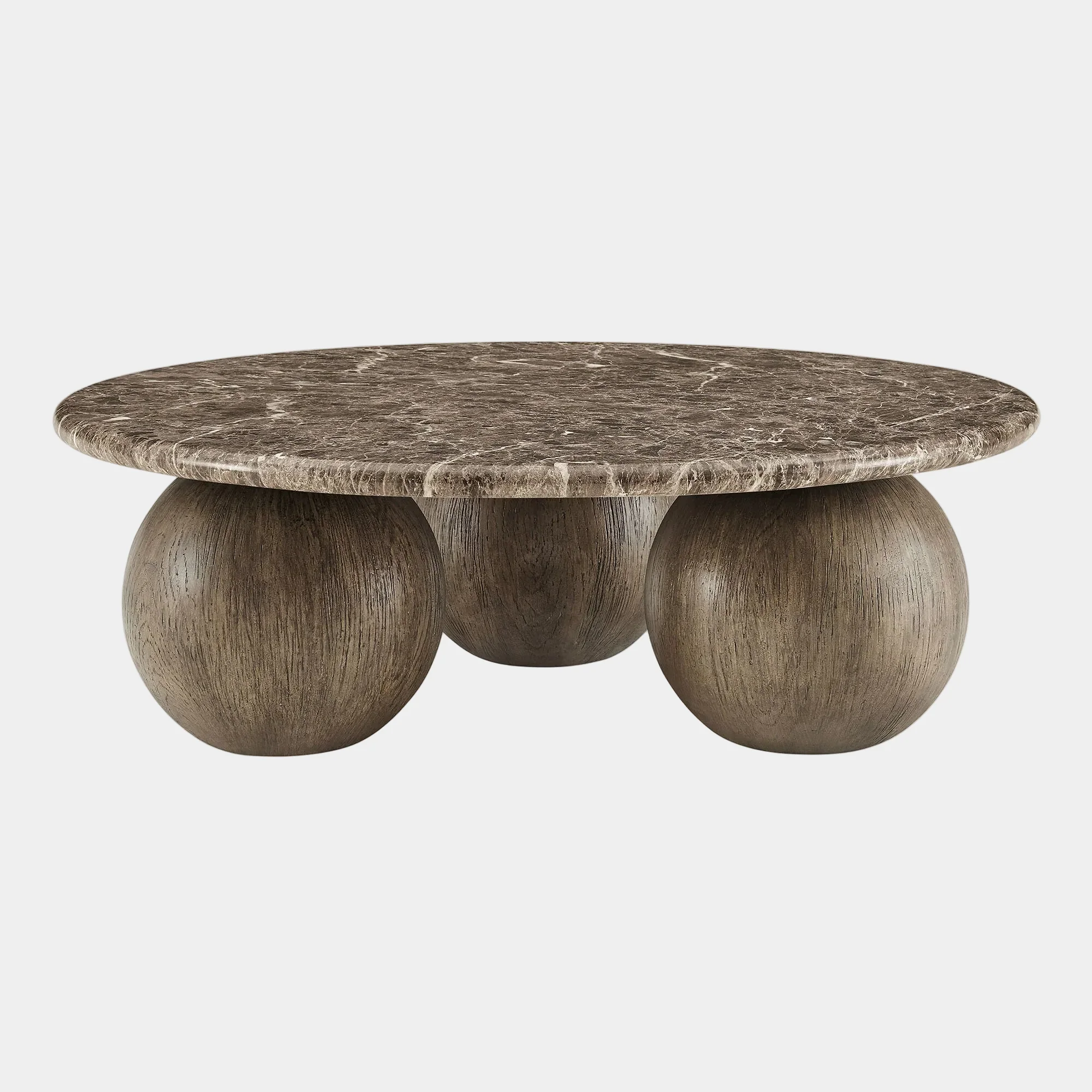 Pietra Indoor Outdoor Round Coffee Table in Dark Emperador Marble