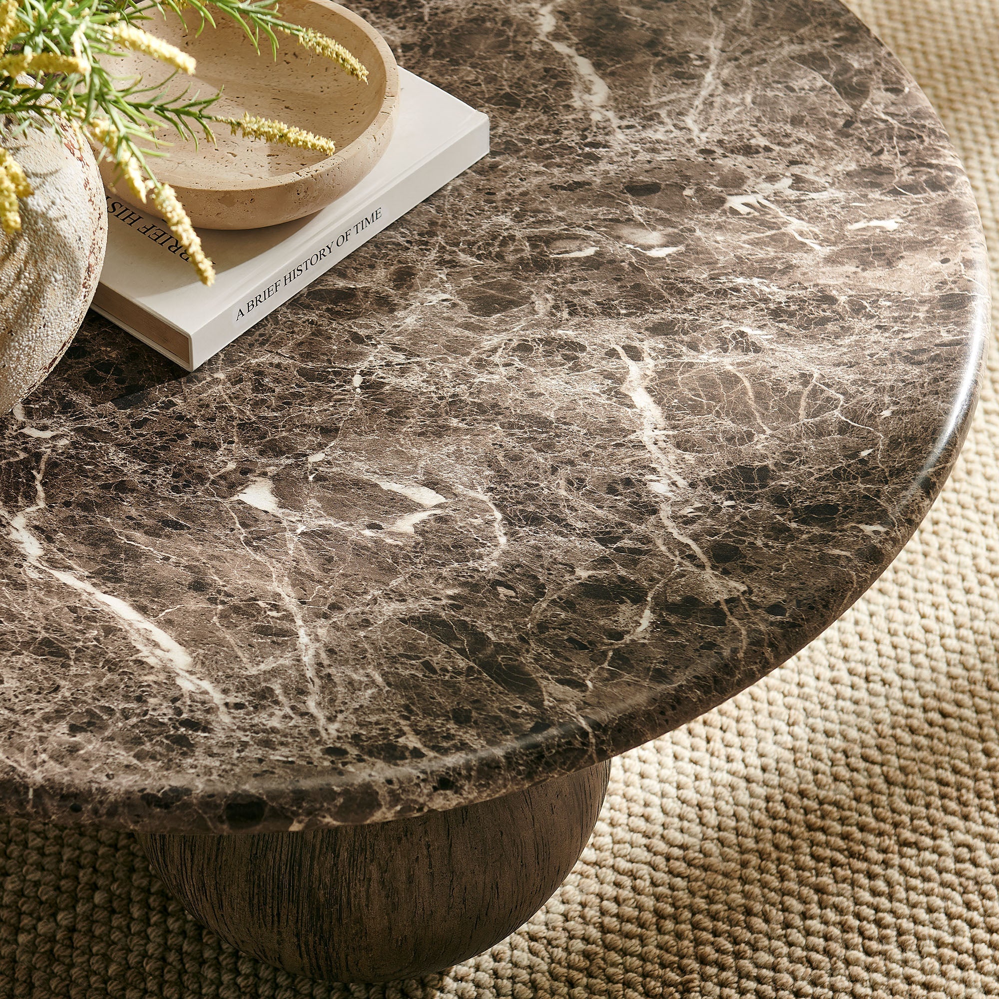 Pietra Indoor Outdoor Round Coffee Table in Dark Emperador Marble - Image 3