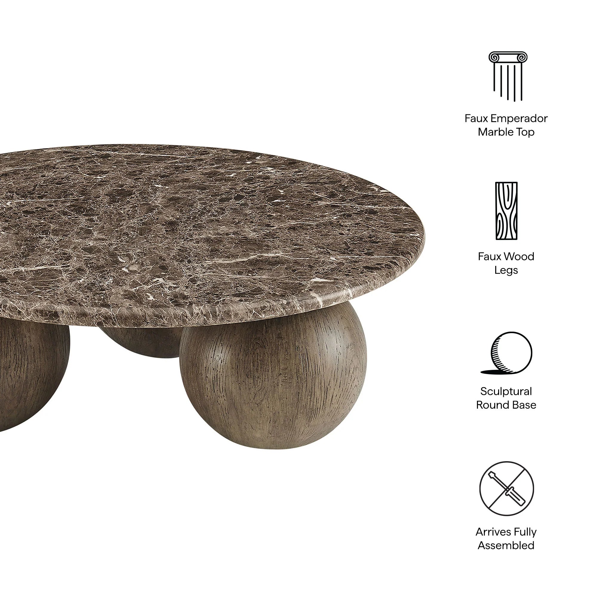 Pietra Indoor Outdoor Round Coffee Table in Dark Emperador Marble - Image 6