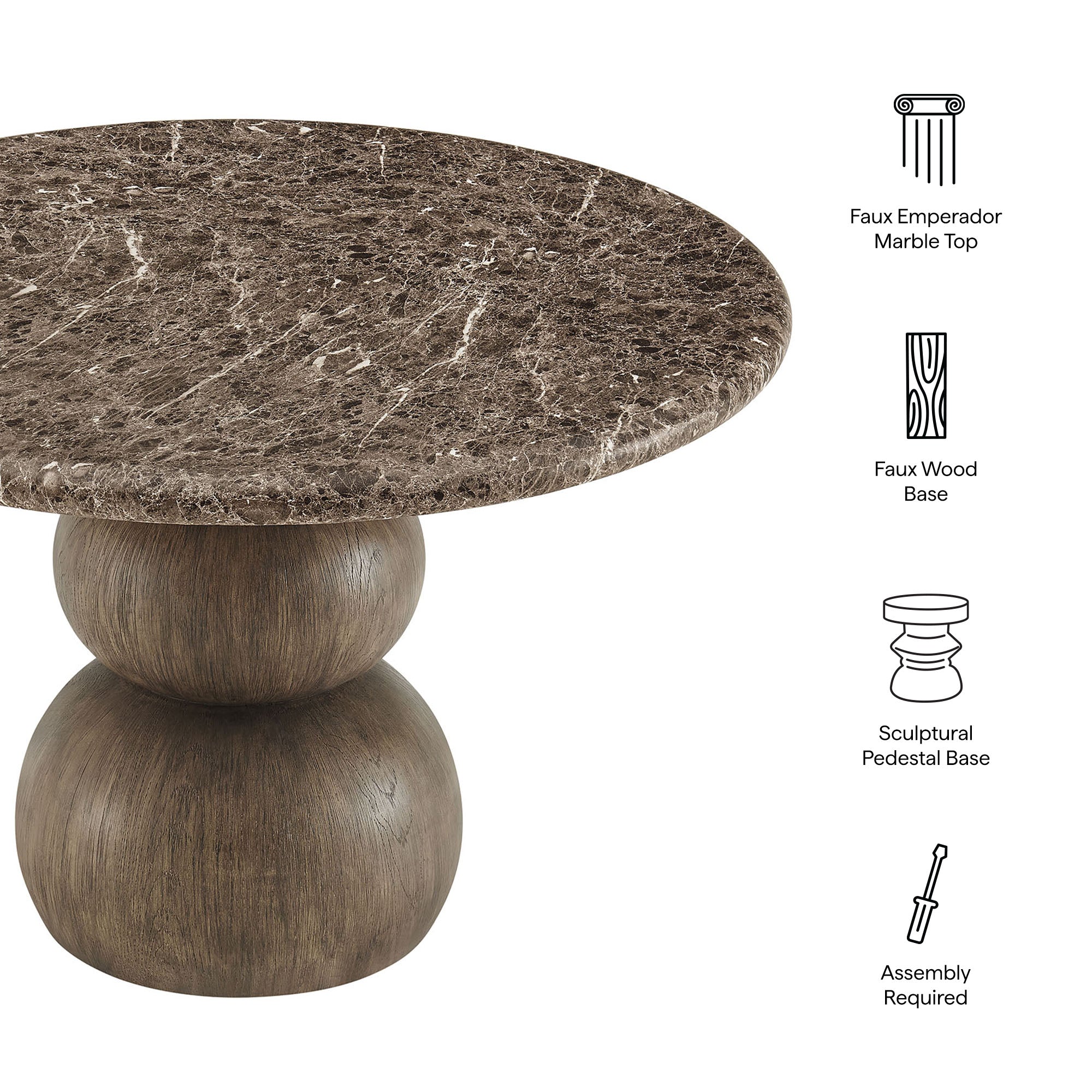 Pietra Indoor Outdoor Round Dining Table in Dark Emperador Marble - Image 4