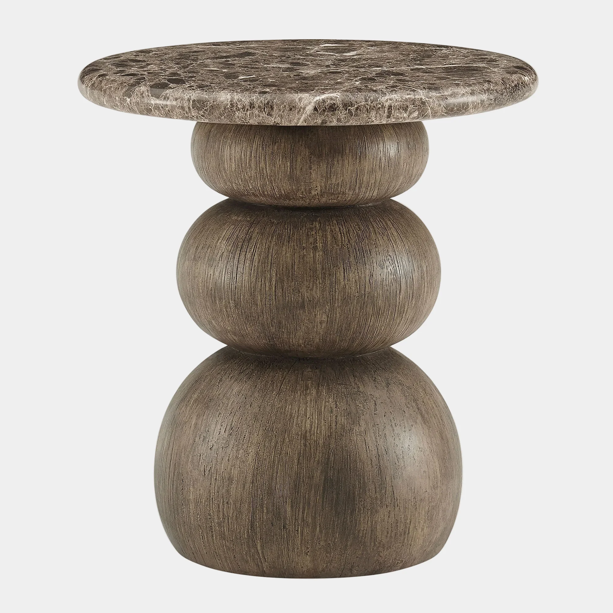 Pietra Indoor Outdoor Round Side Table in Dark Emperador Marble