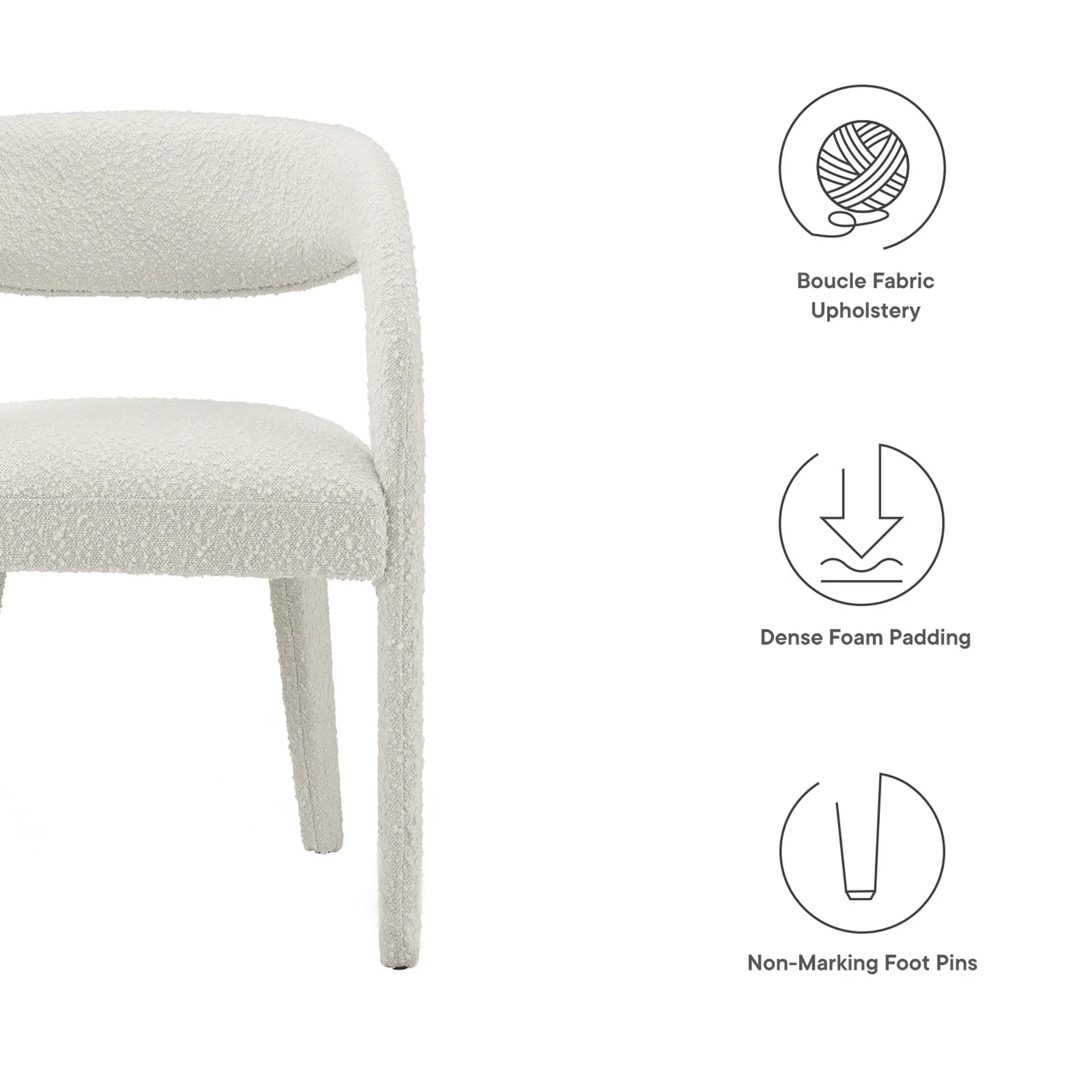 Pinnacle Boucle Upholstered Dining Chair Set of 2 - Image 19