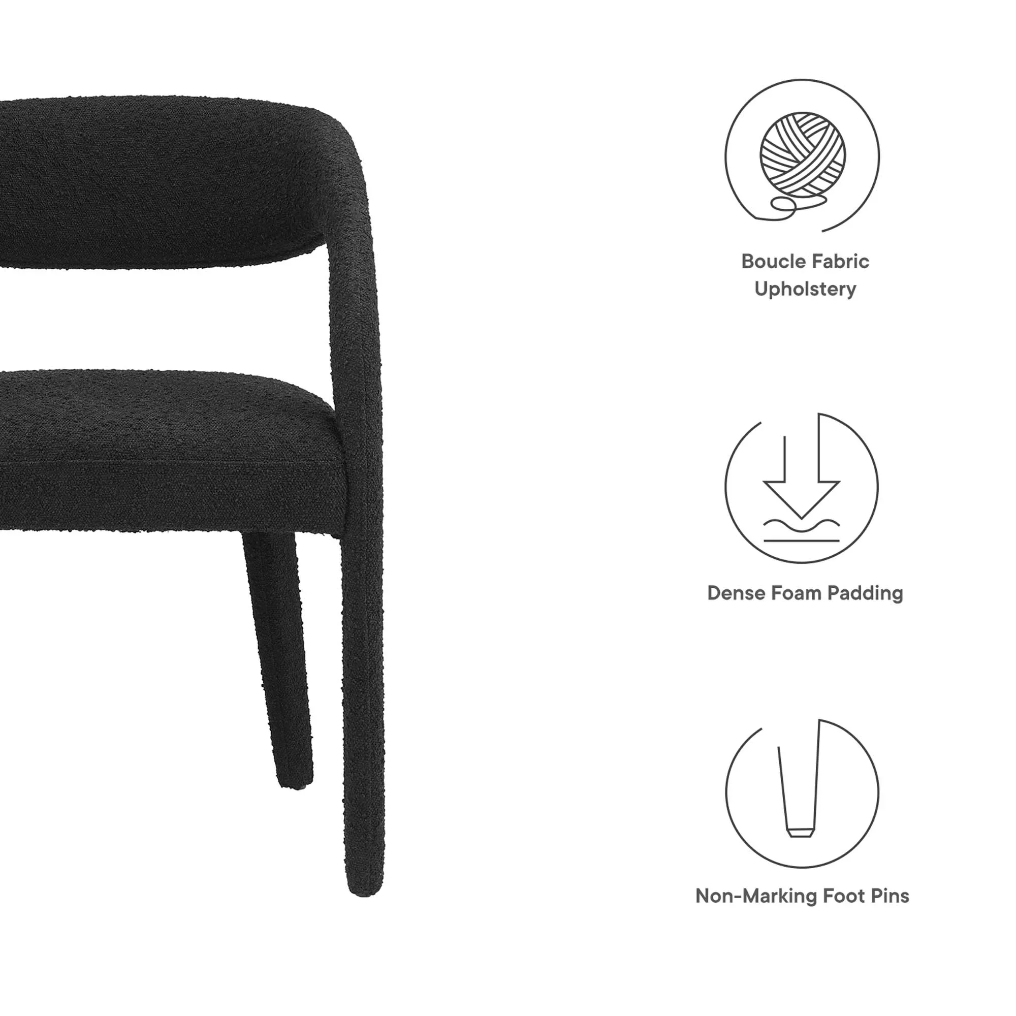 Pinnacle Boucle Upholstered Dining Chair Set of 2 - Image 9