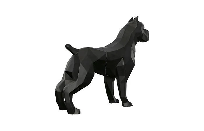 Pitbull Facet Sculpture, Matte Black - Image 2