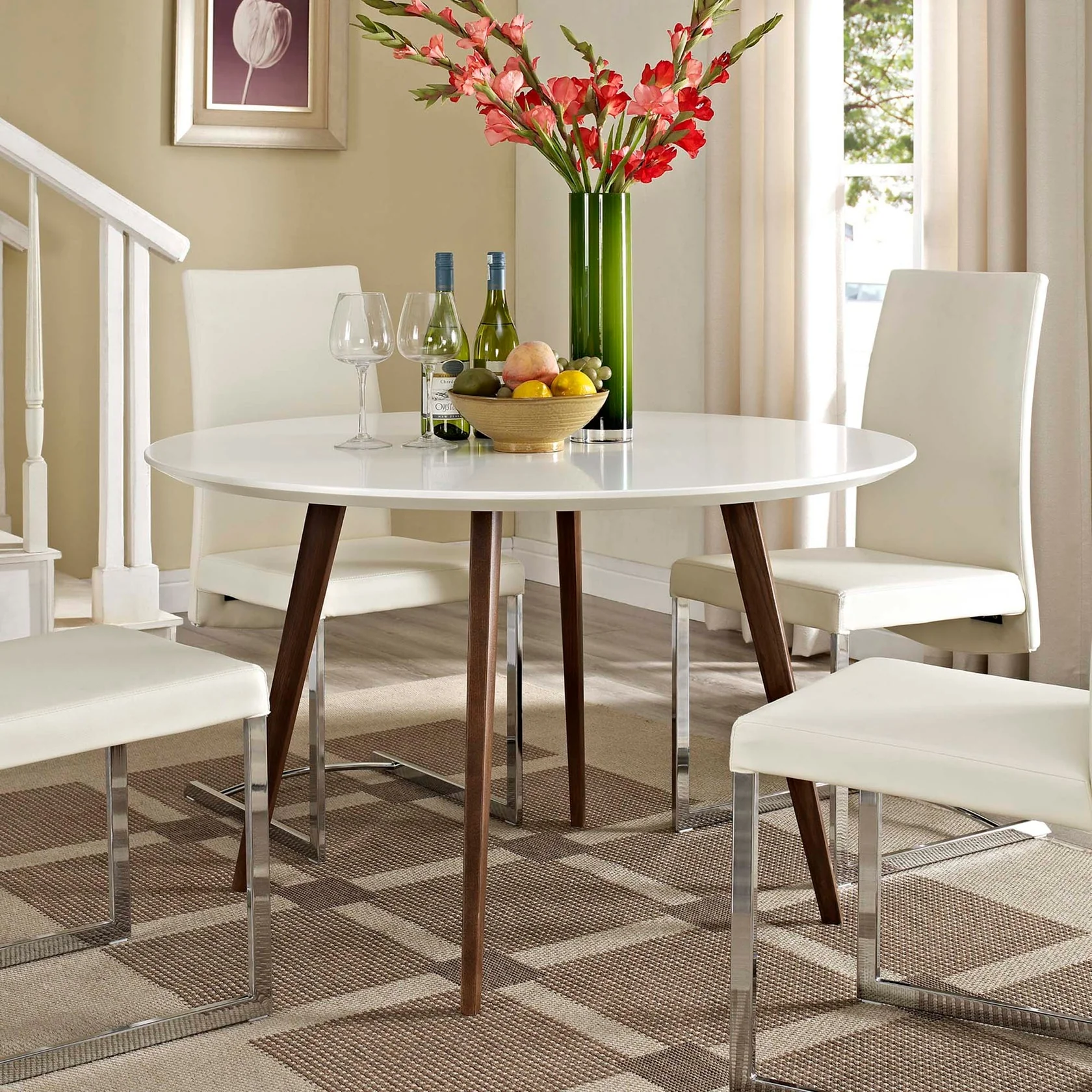 Platter Round Dining Table in White - Image 2