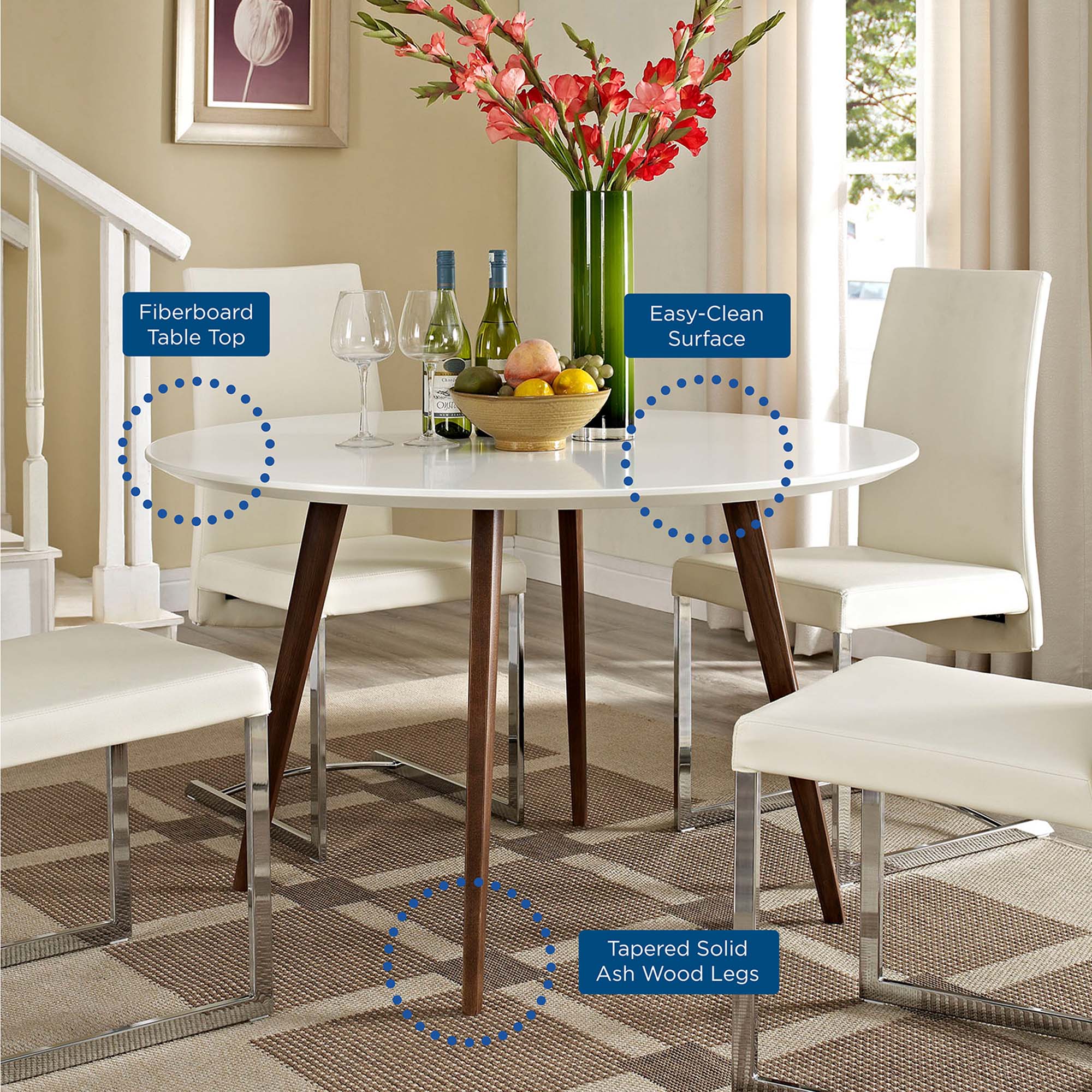 Platter Round Dining Table in White - Image 5