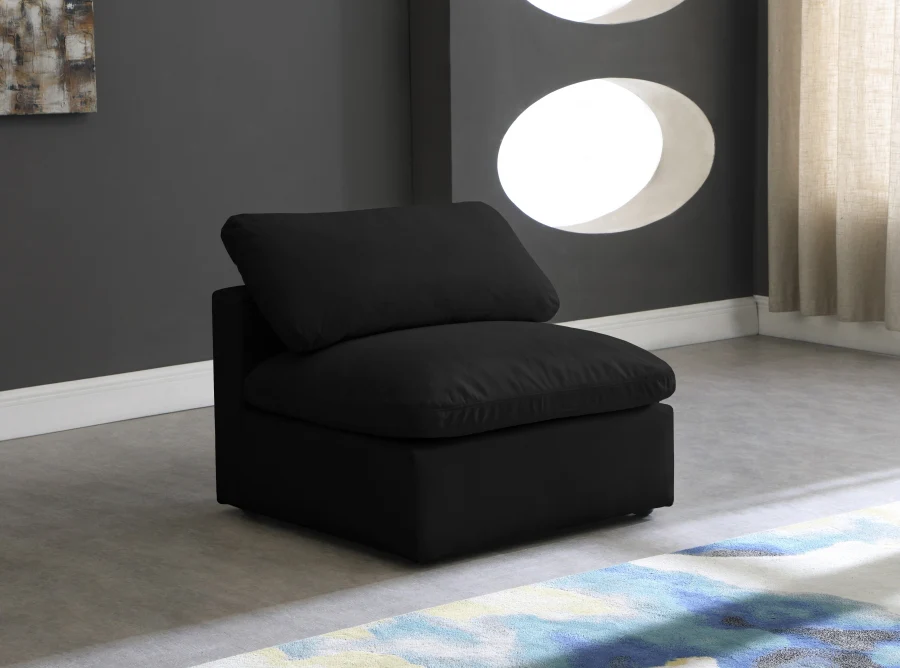 Plush Velvet Upholstered Standard Comfort Modular Armless Chair - Image 2