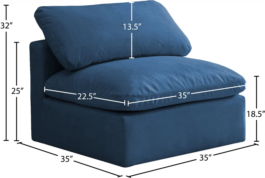 Plush Velvet Upholstered Standard Comfort Modular Armless Chair - Image 27
