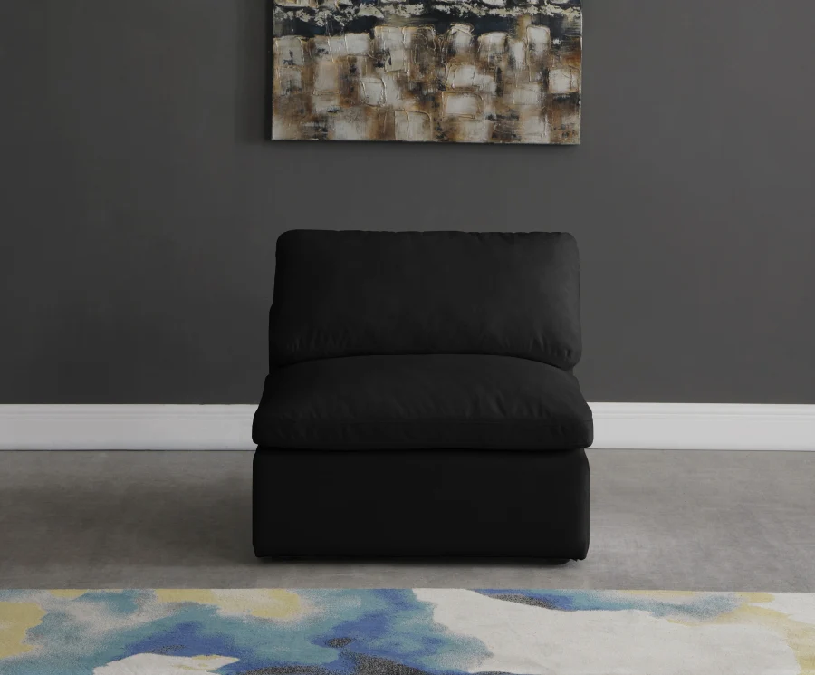 Plush Velvet Upholstered Standard Comfort Modular Armless Chair - Image 3