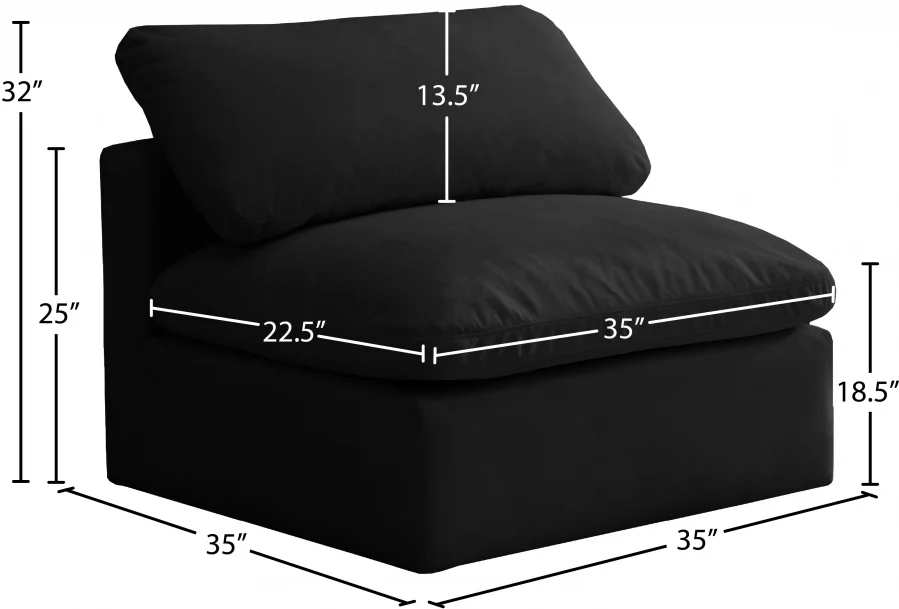 Plush Velvet Upholstered Standard Comfort Modular Armless Chair - Image 6