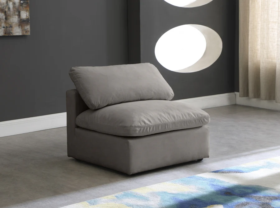 Plush Velvet Upholstered Standard Comfort Modular Armless Chair - Image 9